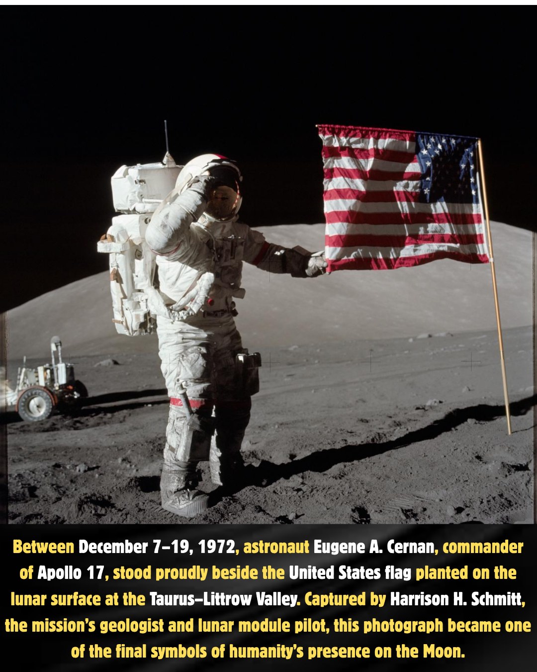 On December 11, 1972, during the first lunar surface EVA of Apollo