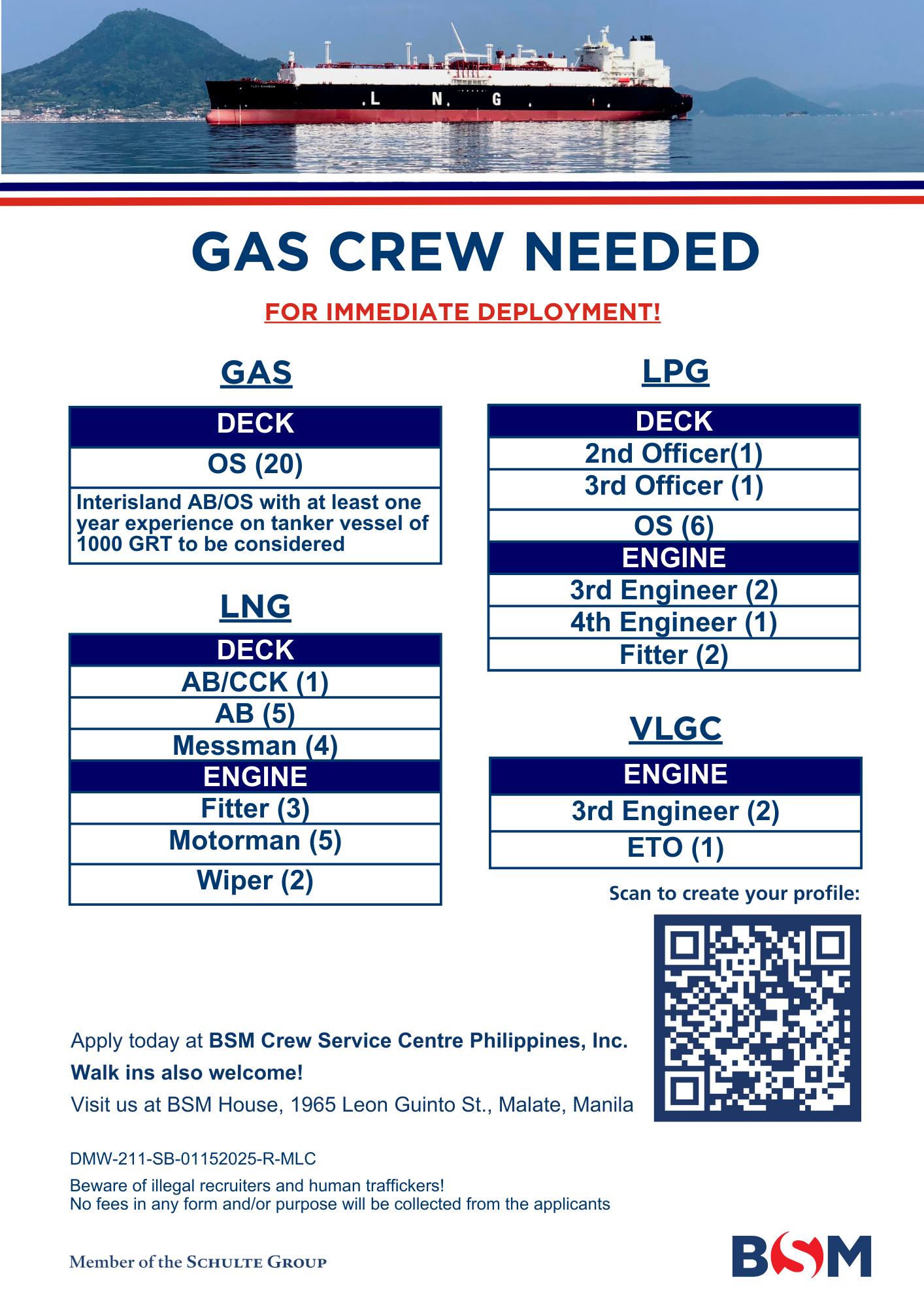 𝐆𝐚𝐬 𝐚𝐧𝐝 𝐓𝐚𝐧𝐤𝐞𝐫 𝐂𝐫𝐞𝐰... - BSM Crew Service Centre Phils., Inc. | Facebook