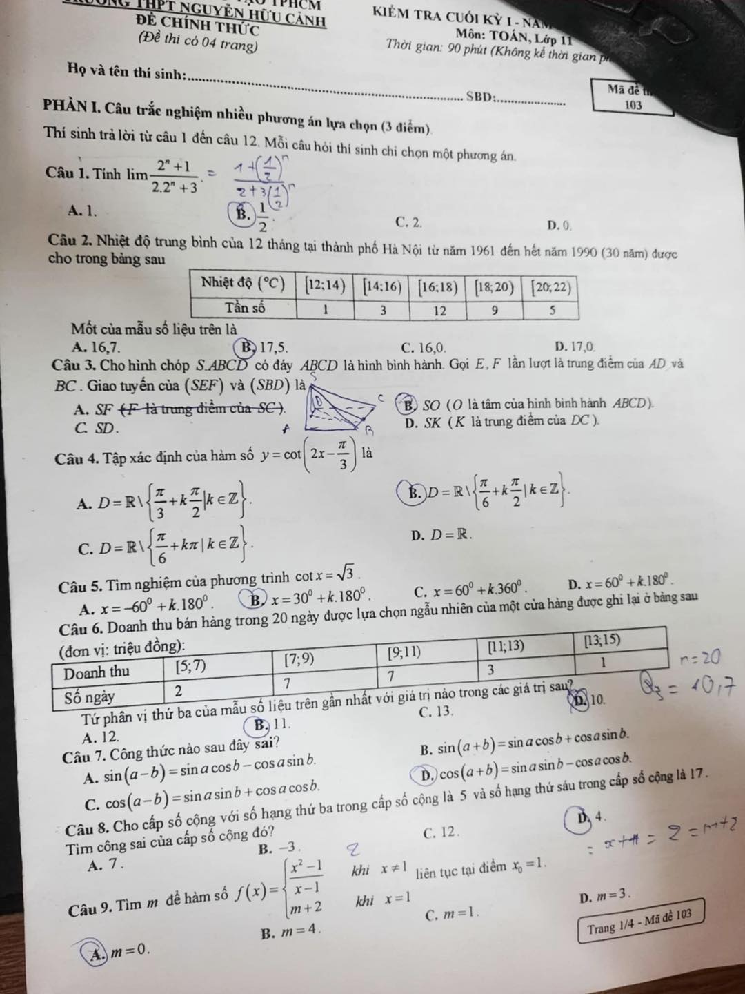 🍀 ĐỀ THI HK1 -... - VMath - Luyện thi Toán từ lớp 6 đến 12