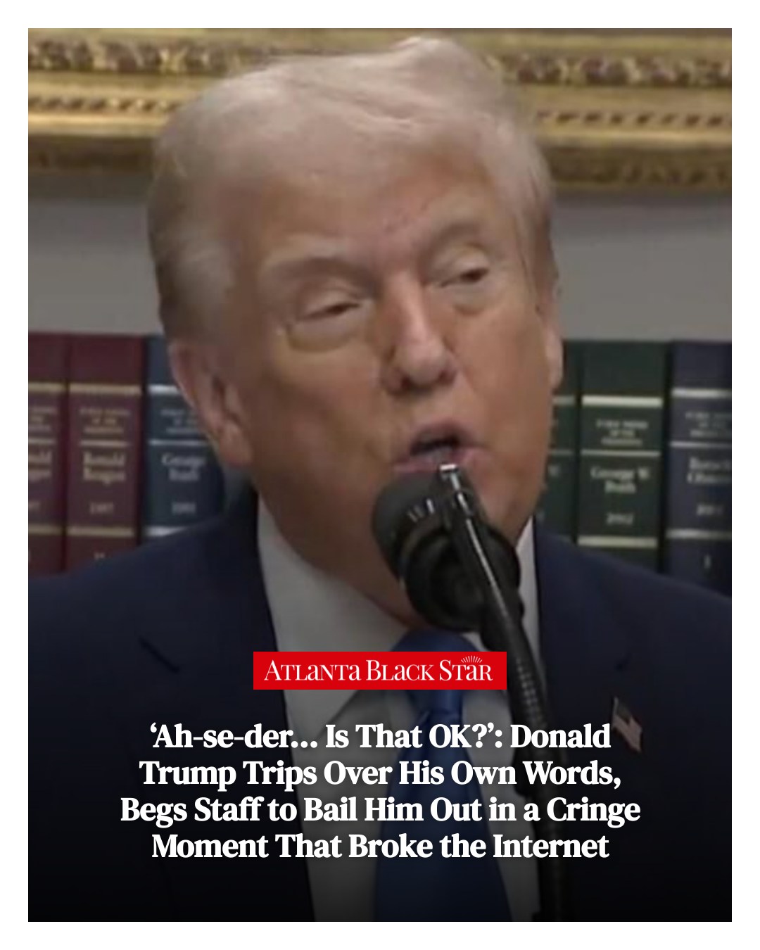 Atlanta - During a live press conference, Trump struggles to read off ...