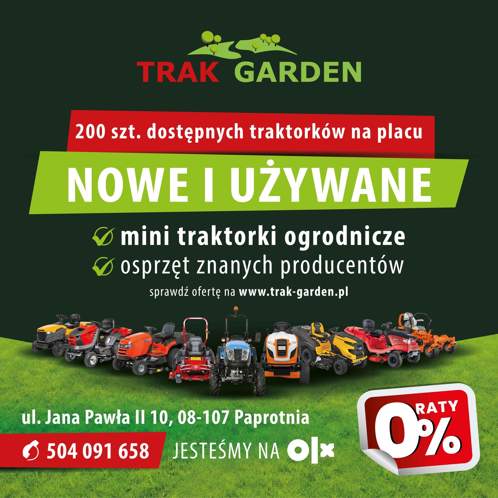 Trak-Garden używane i nowe traktorki kosiarki | Paprotnia