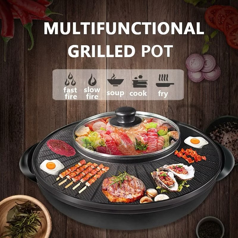 Buy Hot Pot With Grill, Electric Hot Pot 2 In 1 Shabu Shabu Hot Pot Korean BBQ Grill, Reovable 13 thumbnail image