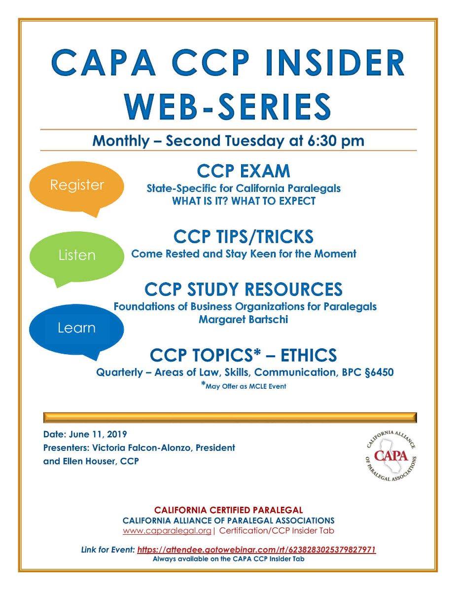 California Alliance of Paralegal Associations - CAPA CCP Insider - June ...