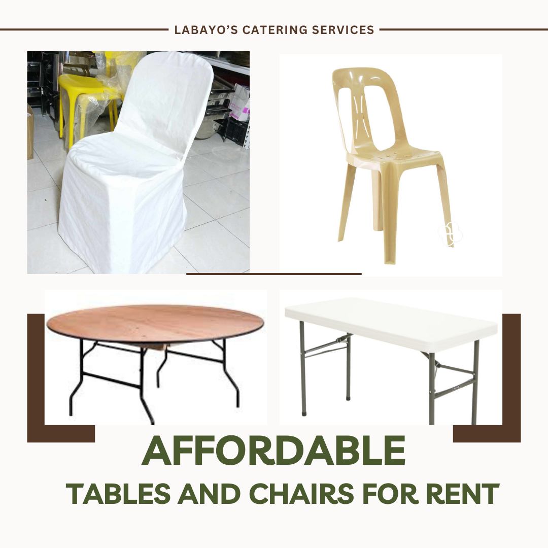 Labayo's - AFFORDABLE TABLES AND CHAIRS FOR RENT! a. Monoblock chair ...
