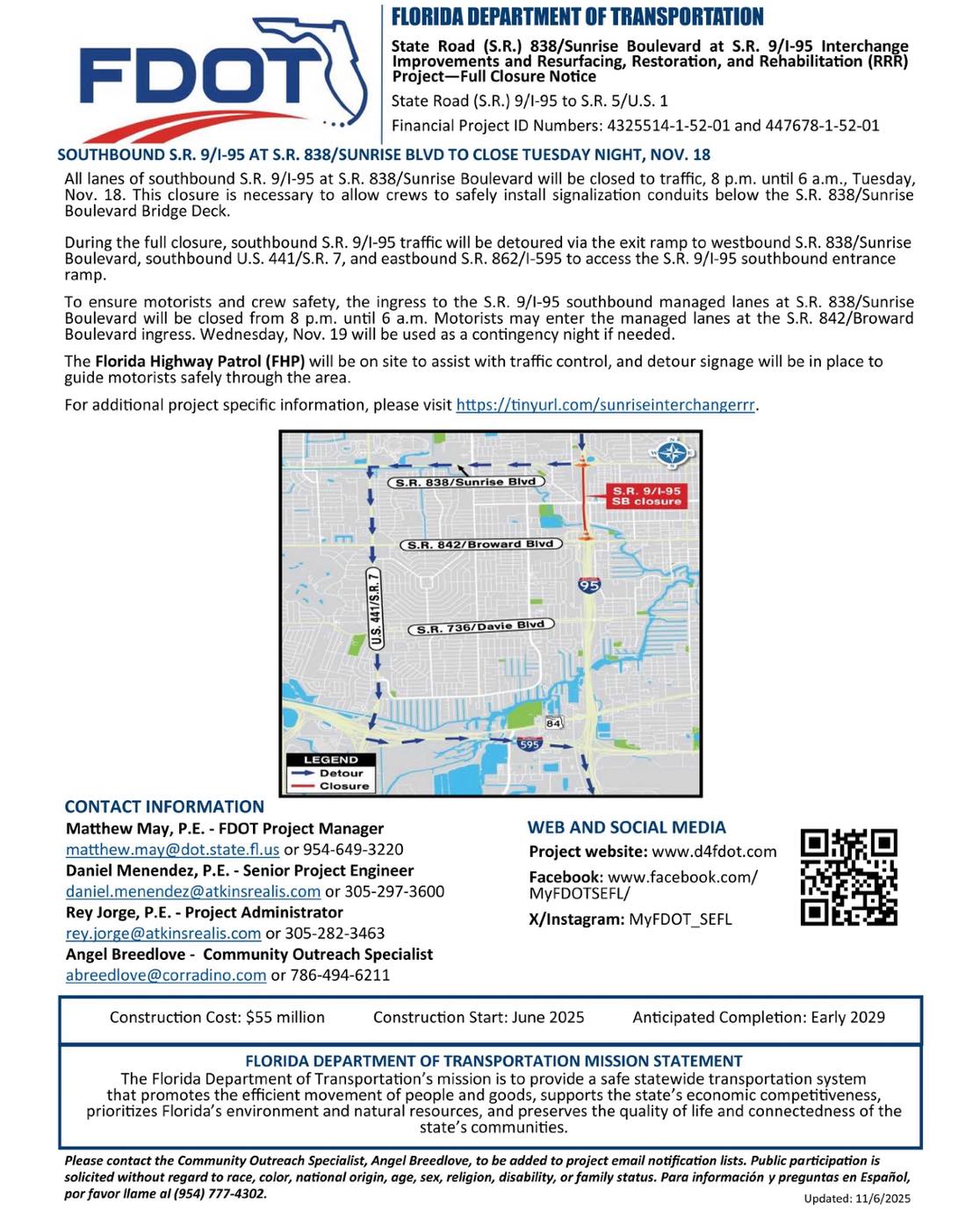 Victoria - The Florida Department of Transportation (FDOT) will close ...