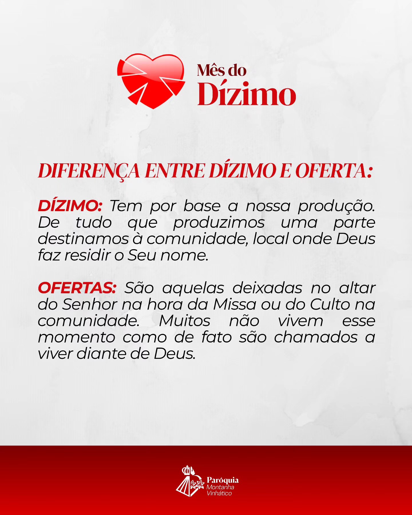 Paróquia - 📌 Você sabe a diferença entre dízimo e oferta? ️ O dízimo é ...