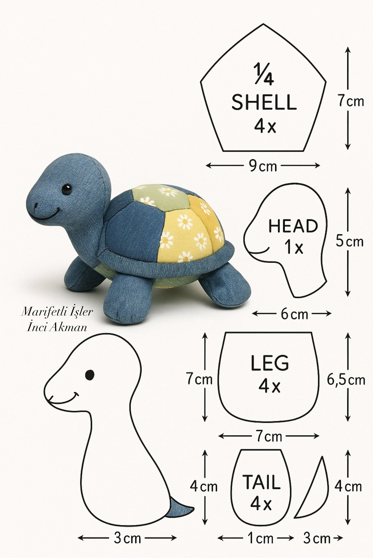 Marifetli İşler - DIY Patchwork Turtle Sewing Pattern from... | Facebook
