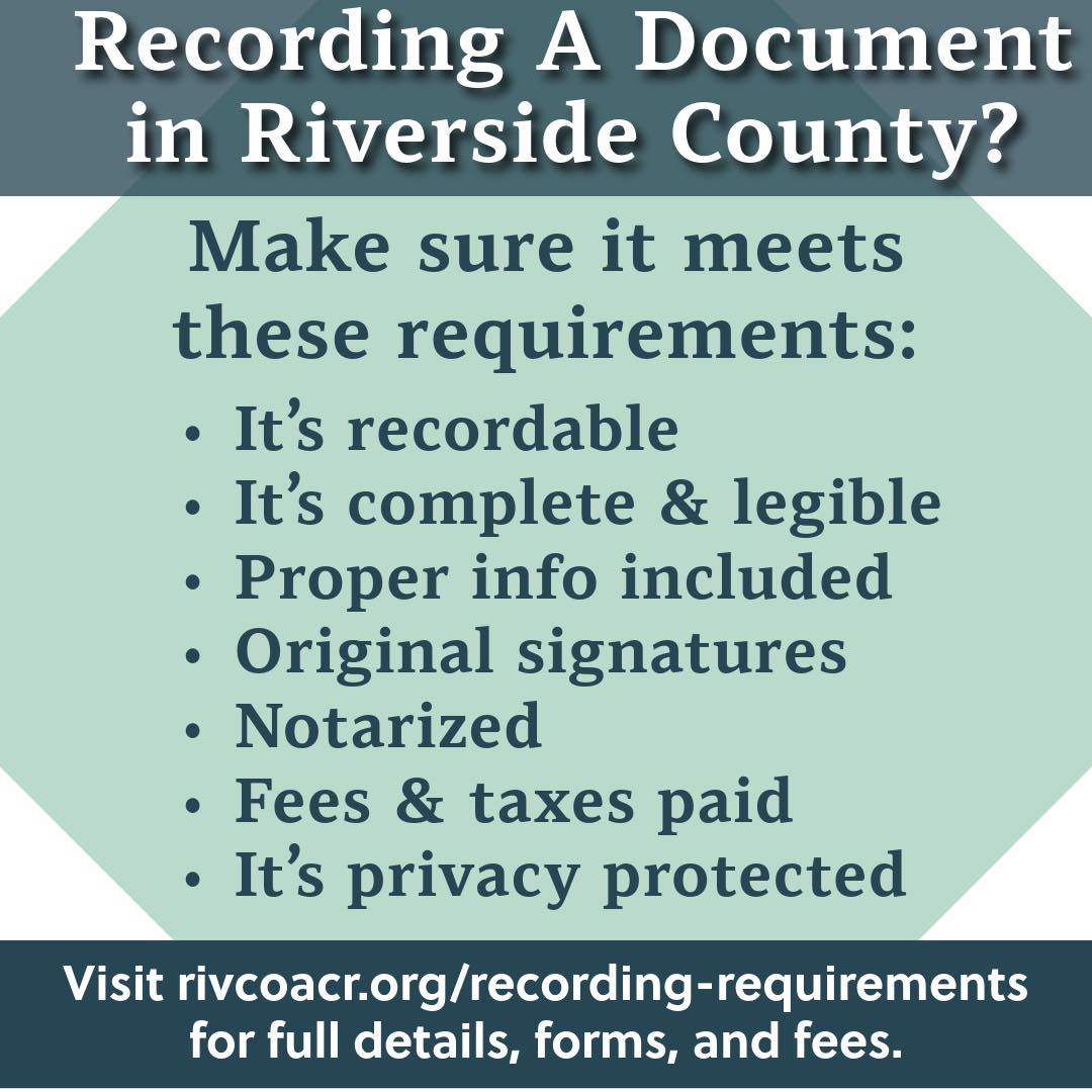 Recording... - Riverside County Assessor-County Clerk-Recorder | Facebook