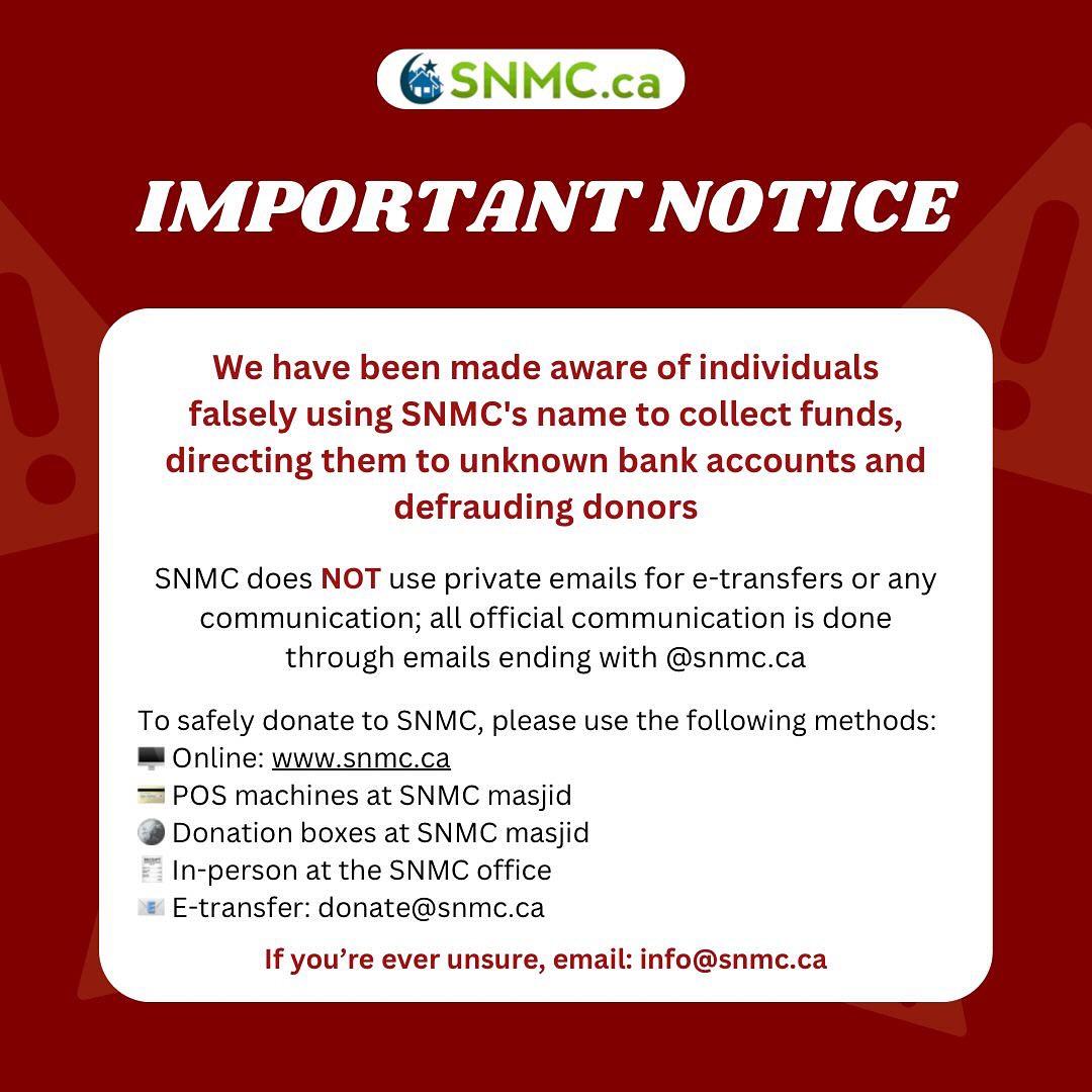 SNMC.ca - 🚨 Important Notice 🚨 We have been made aware of individuals ...