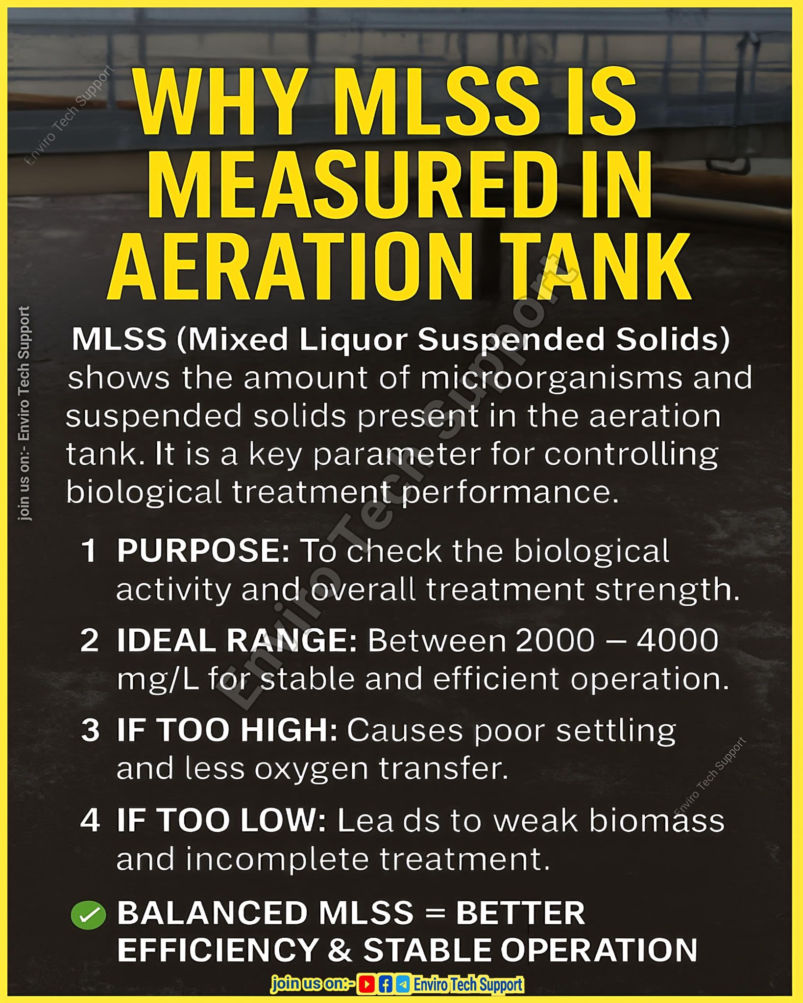 Enviro - ⚖️ WHY MLSS IS MEASURED IN AERATION TANK 💧 Do you know why ...