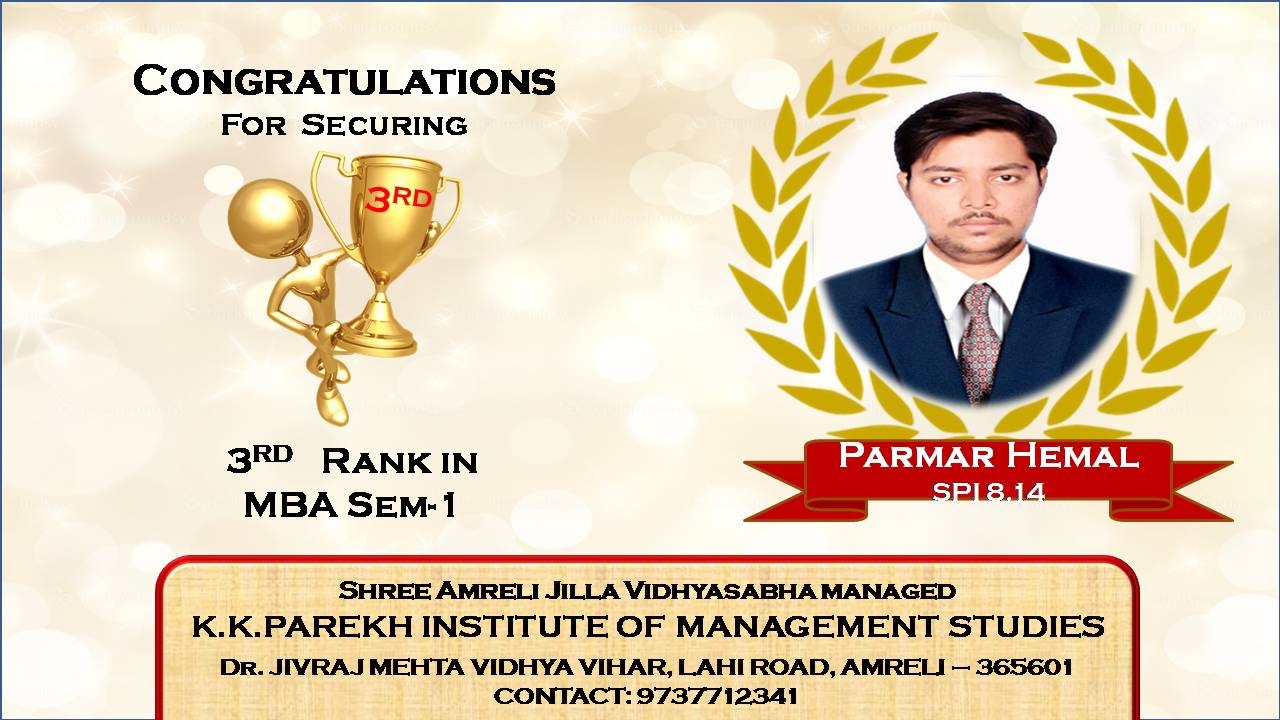 K.K. - Congratulations for securing 3rd Rank in MBA Sem 1 | Facebook