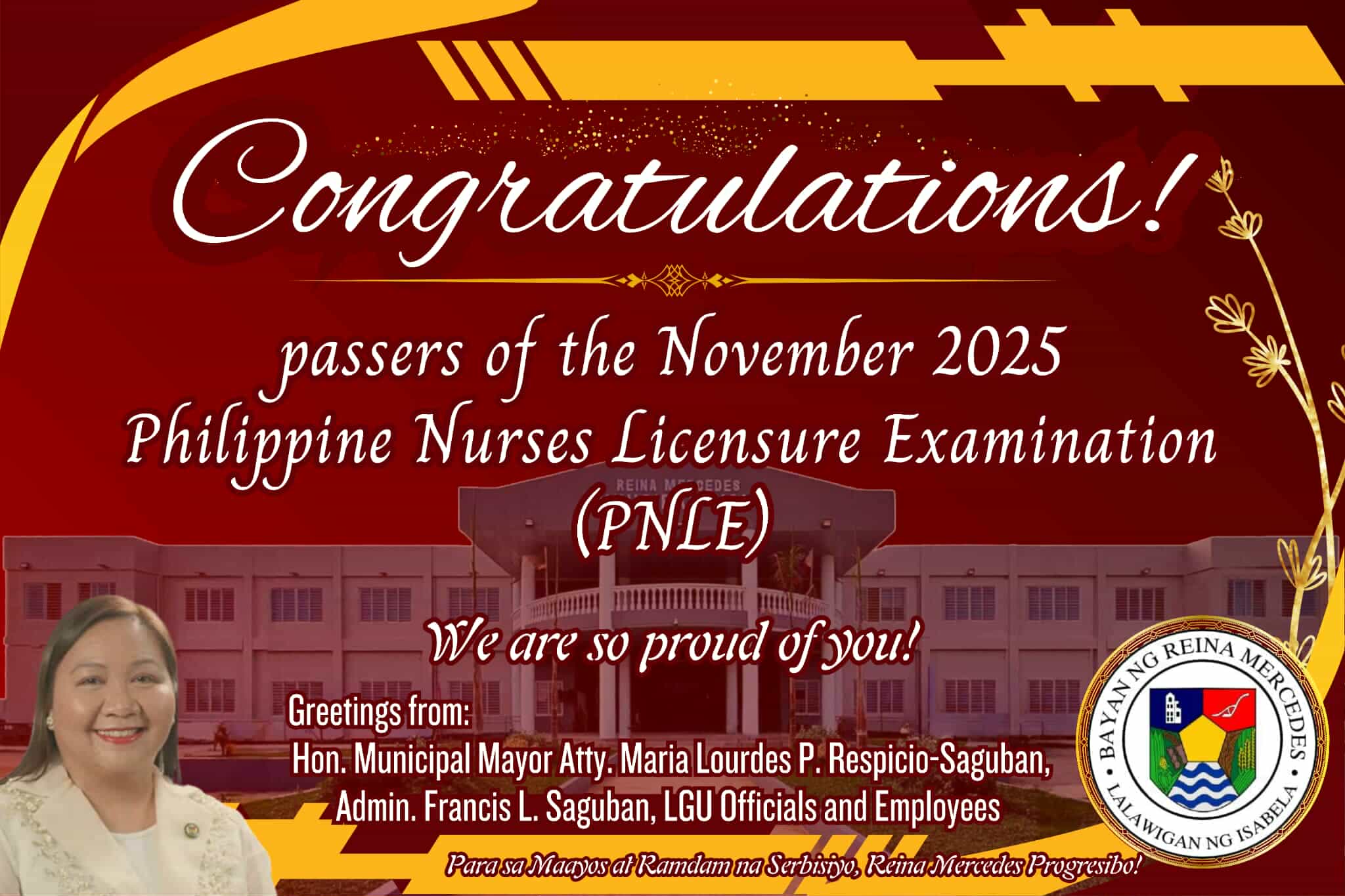 CONGRATULATIONS... - Reina Mercedes Public Information Office | Facebook