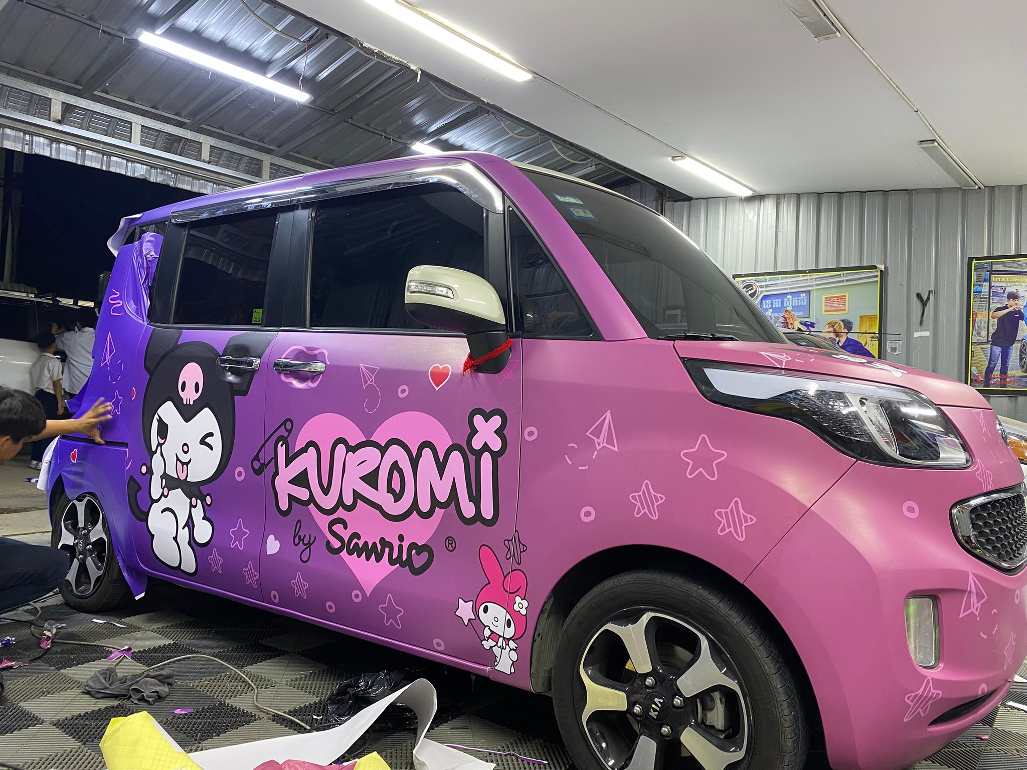 PT Sticker គំរូ Sticker ឡាន Kia Ray បិទដូចពណ៌ ពណ៌សប្រដេញរូបតុក្កតា
