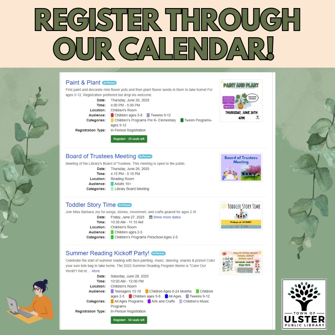 Town of Ulster Public Library - Count me in! Just a reminder to ...