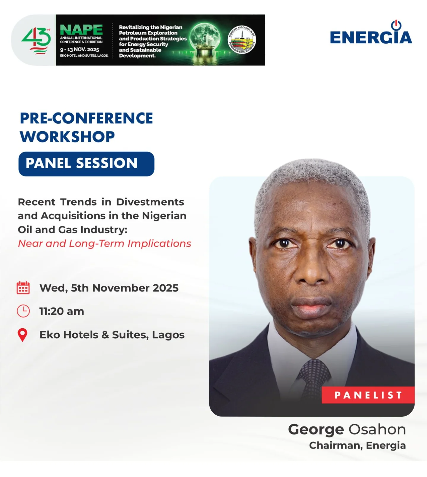 Energia - Our Chairman, George Osahon, will join industry... | Facebook