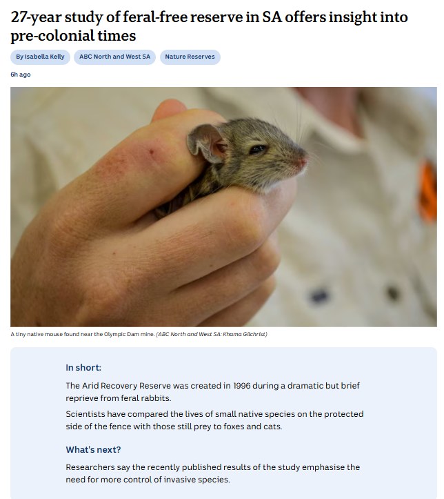 The Arid Recovery Reserve was created in 1996 during a dramatic but ...