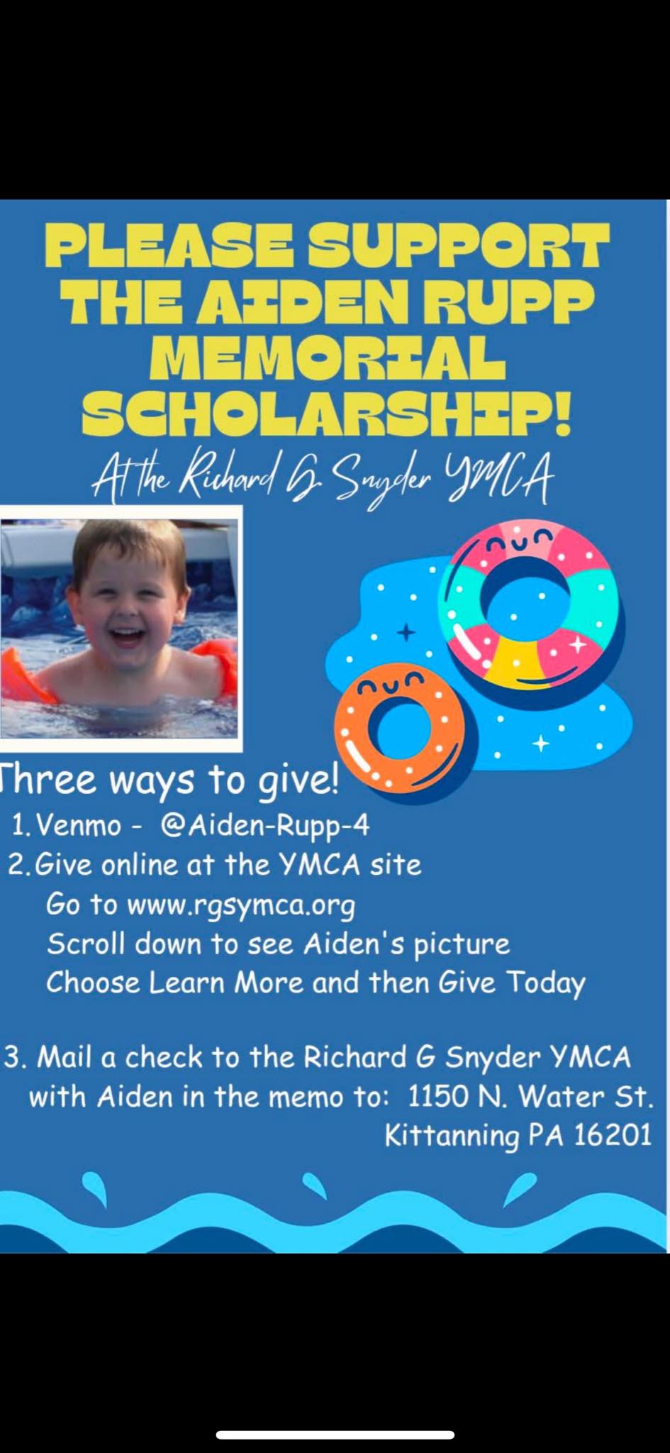 Today marks 21 years since Aiden... - Richard G. Snyder YMCA | Facebook