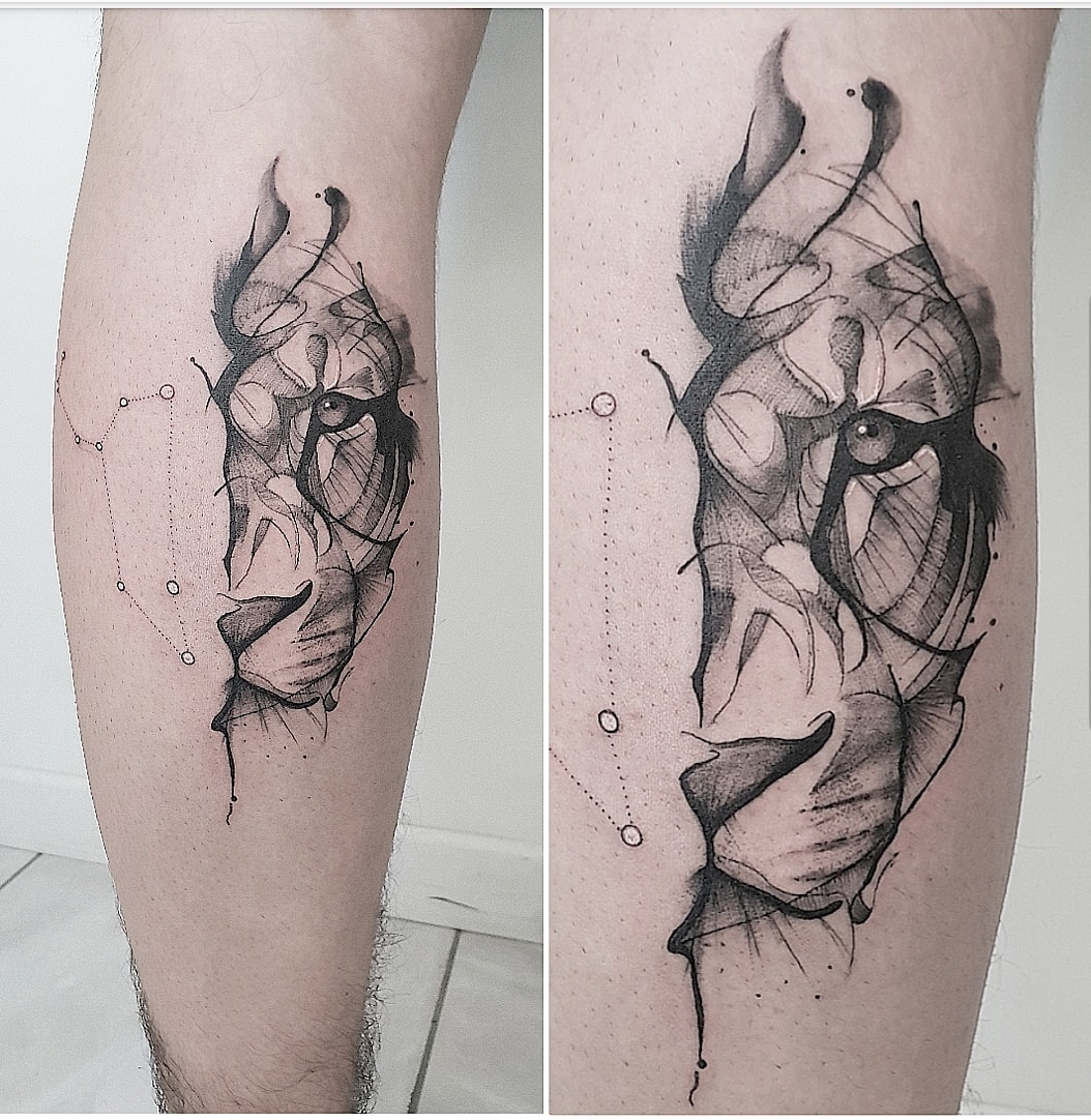Tatouage Signe Astrologique Lion Homme
