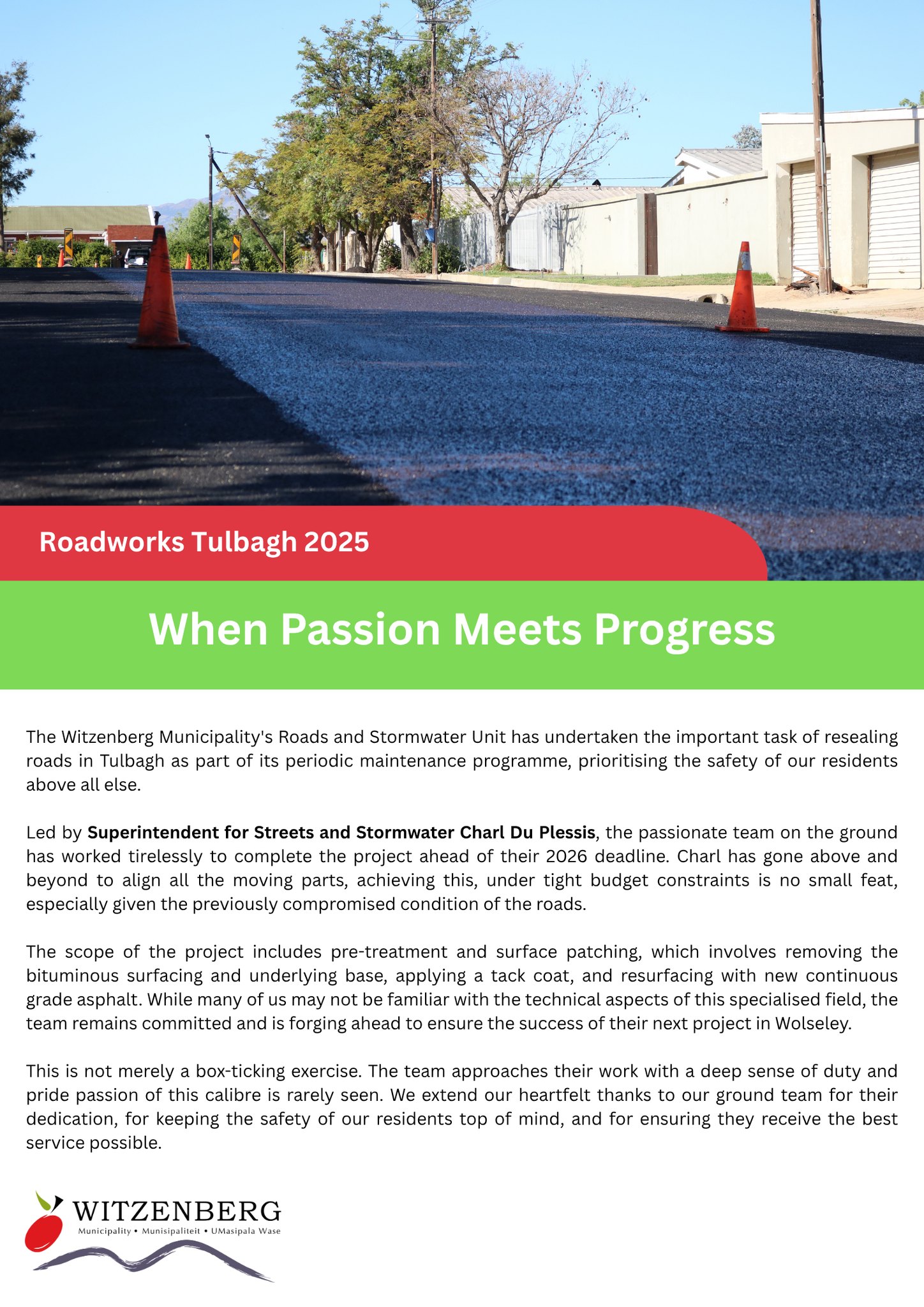 Roadworks in Tulbagh... - Witzenberg Municipality - Official | Facebook