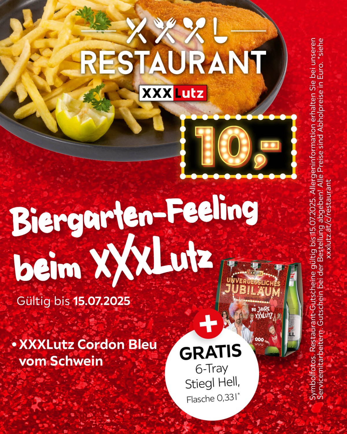 XXXLutz - Biergenuss 🍻 zum Mitnehmen! Jetzt in den XXXLutz Restaurants Cordon Bleu 🍽️ genießen und gratis Bier sichern: https://www.xxxlutz.at/c/restaurant