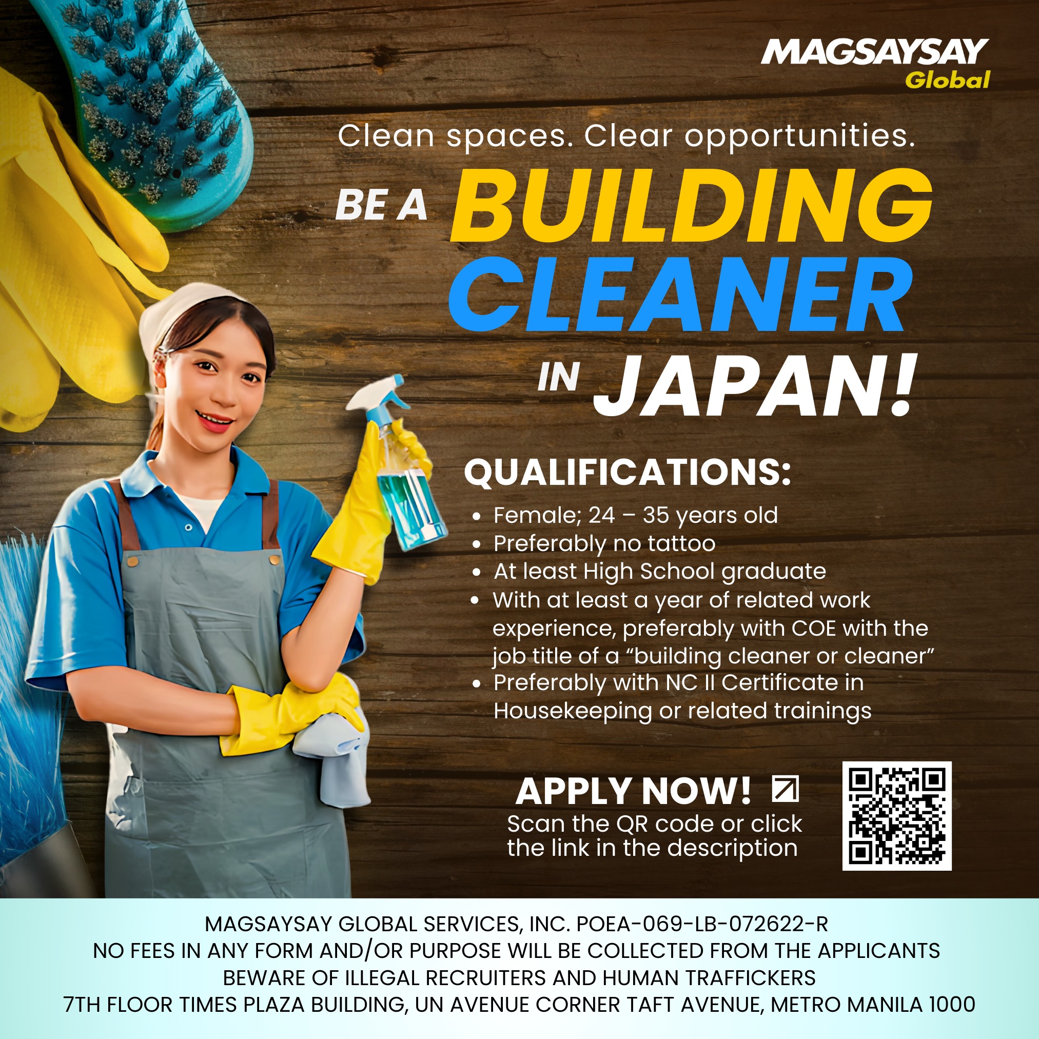 Magsaysay - 🇯🇵 𝗪𝗘'𝗥𝗘 𝗛𝗜𝗥𝗜𝗡𝗚 𝗕𝗨𝗜𝗟𝗗𝗜𝗡𝗚 𝗖𝗟𝗘𝗔𝗡𝗘𝗥𝗦 𝗕𝗢𝗨𝗡𝗗 𝗧𝗢 𝗝𝗔𝗣𝗔𝗡 🇯🇵 📌 𝗔𝗣𝗣𝗟𝗬 ...