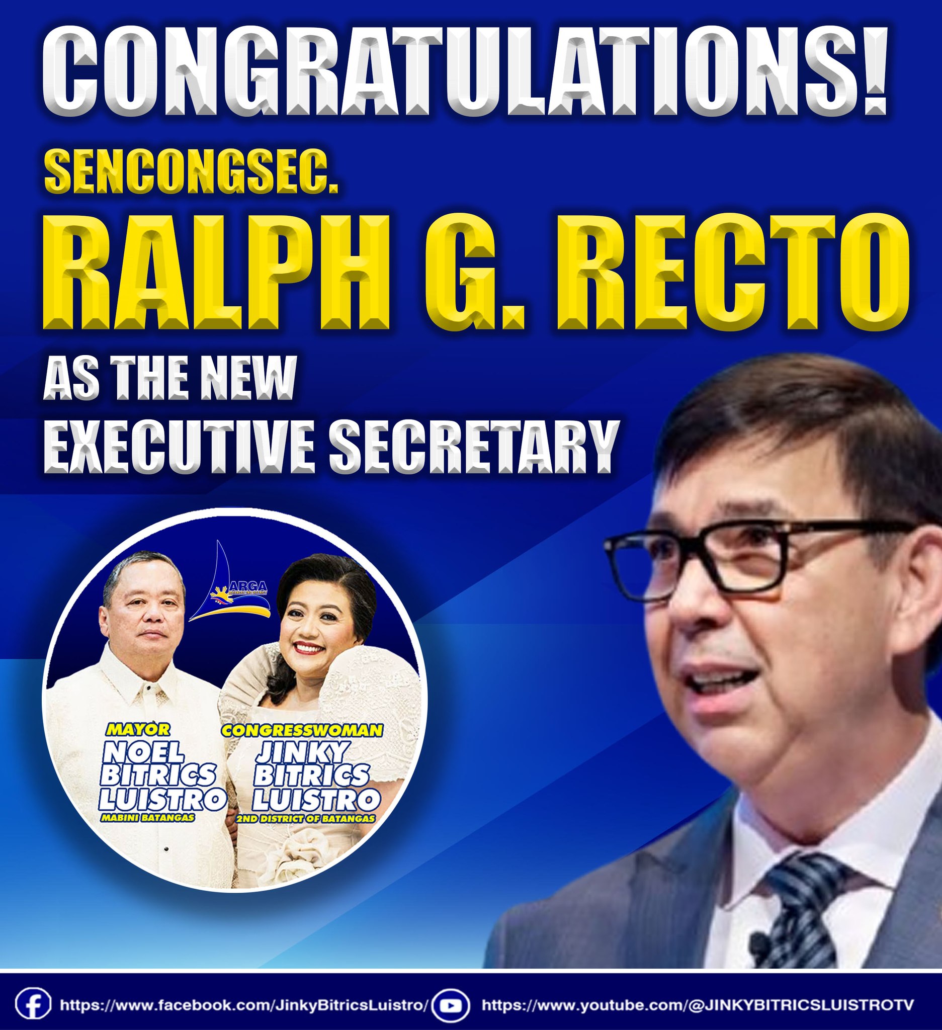 Congratulations to SenCongSec. Ralph Recto on his appointment as the ...