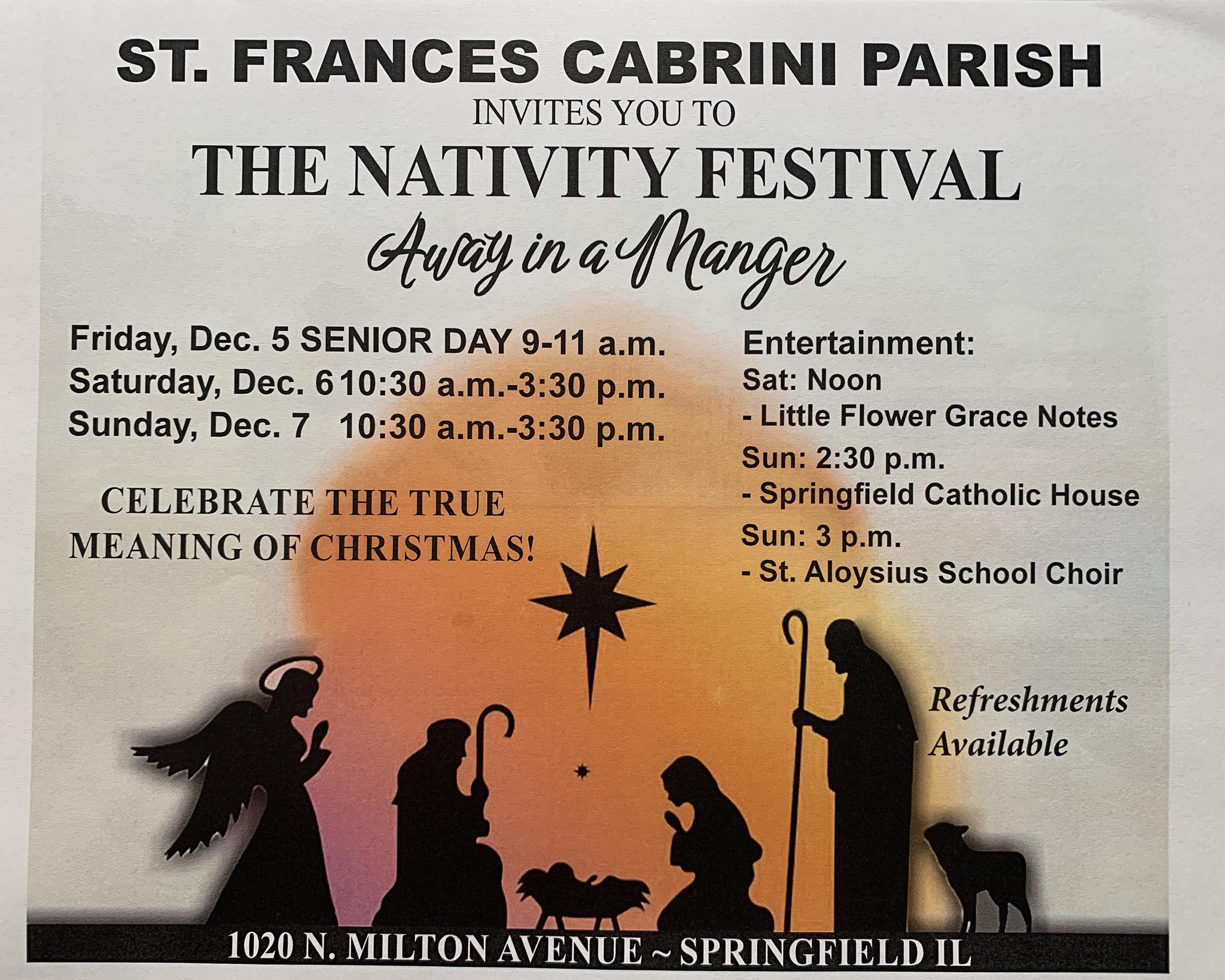 Little - This weekend is the St. Frances Cabrini Nativity Festival here ...