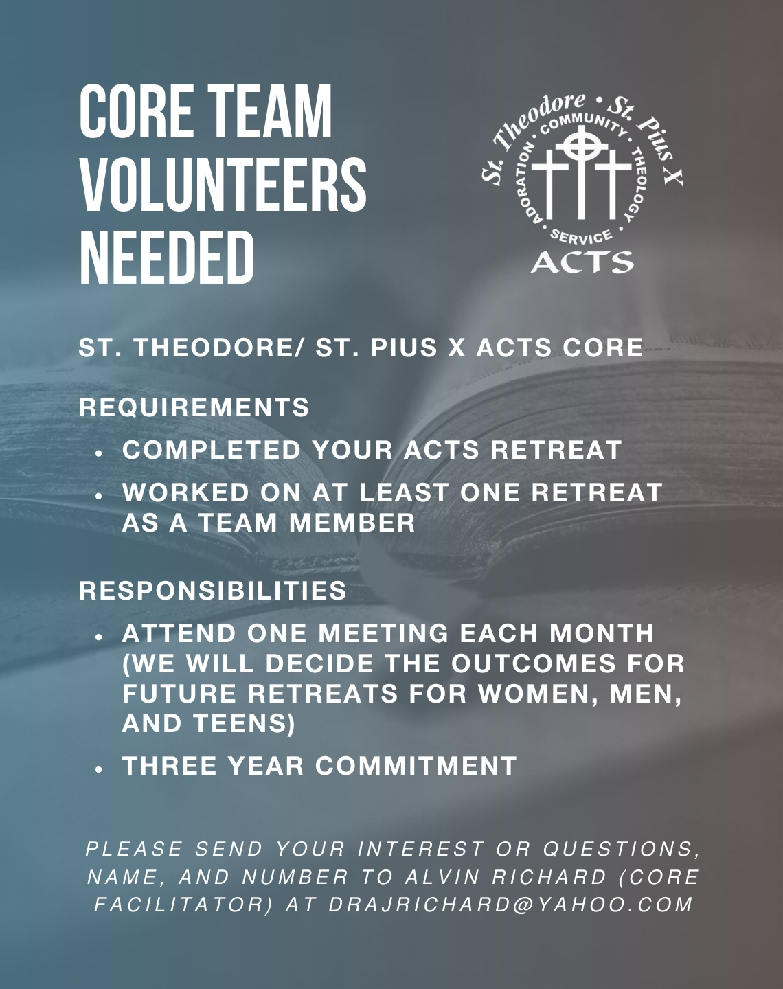 St. - 📢 Calling all ACTS retreat alumni! The St. Theodore/St. Pius X ...