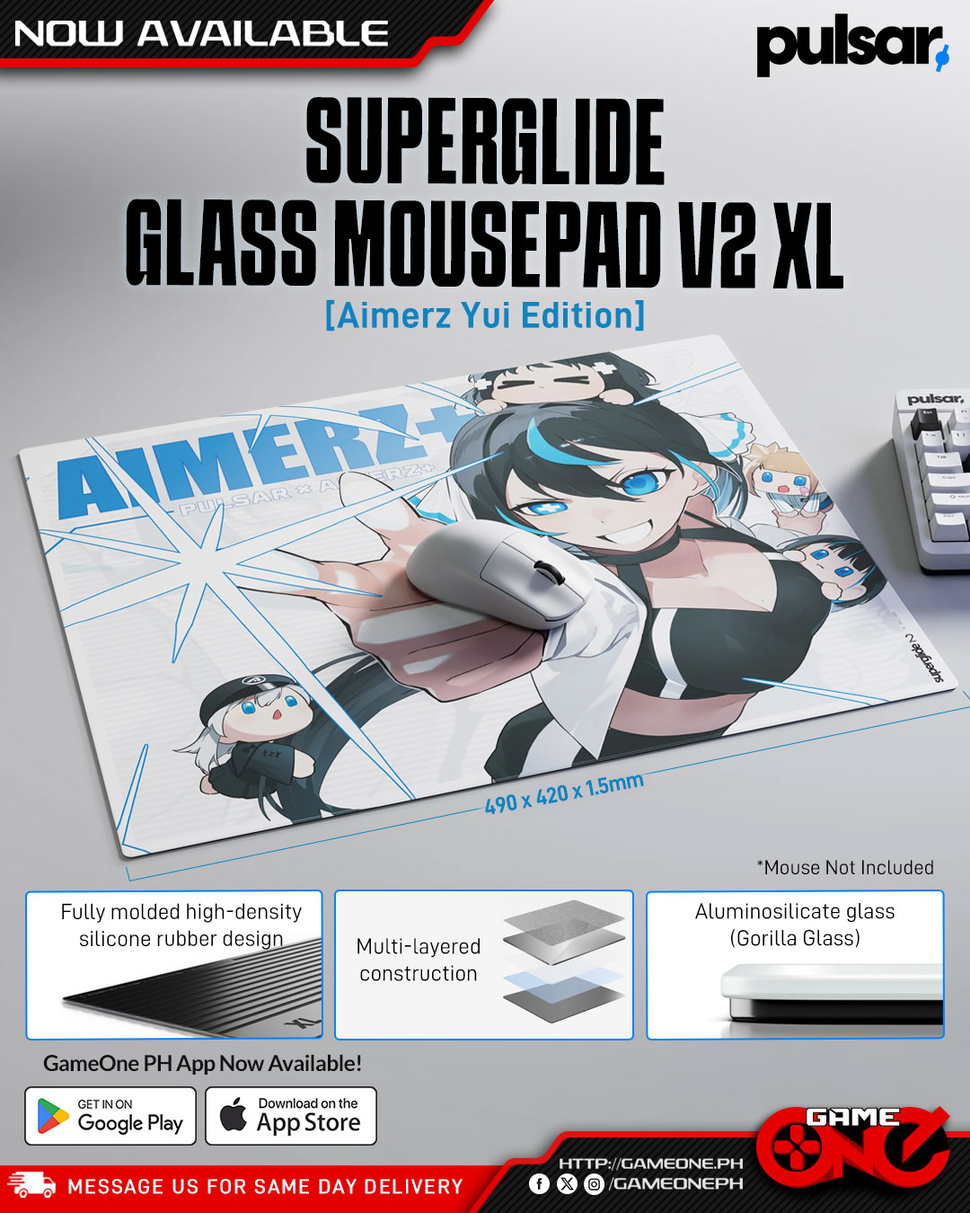 Level up your glide with the Pulsar Superglide Glass Mousepad V2