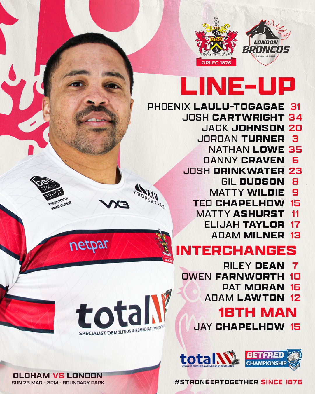 Oldham - Confirmation of today's line-up against London. #RugbyLeague ...