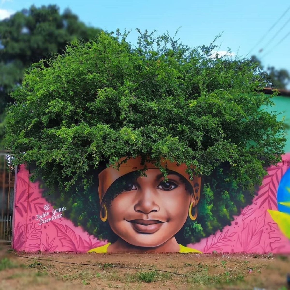 How Fábio Gomes Turns Trees into Hair: Stunning Murals in Trindade 