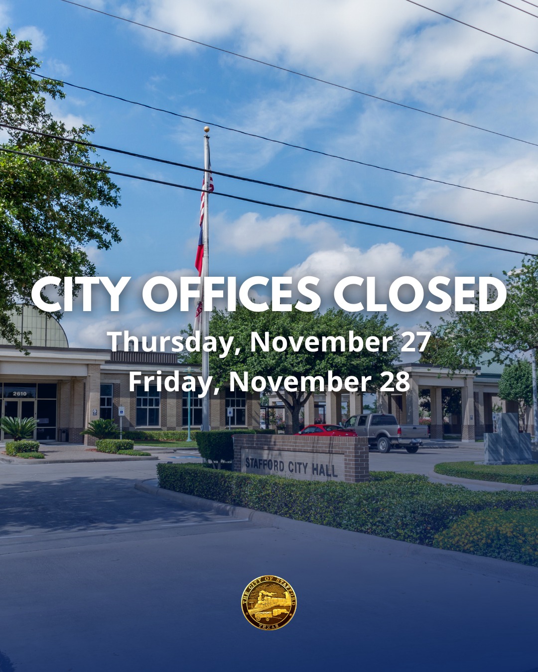 City - City non-emergency offices will be closed on Thursday, November ...
