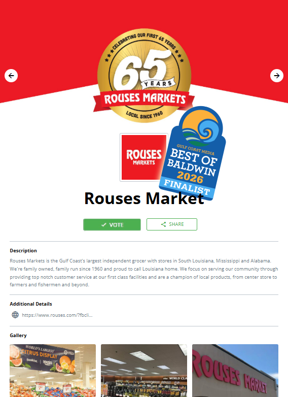 Rouses Markets is a finalist in the... - Gulf Coast Media | Facebook