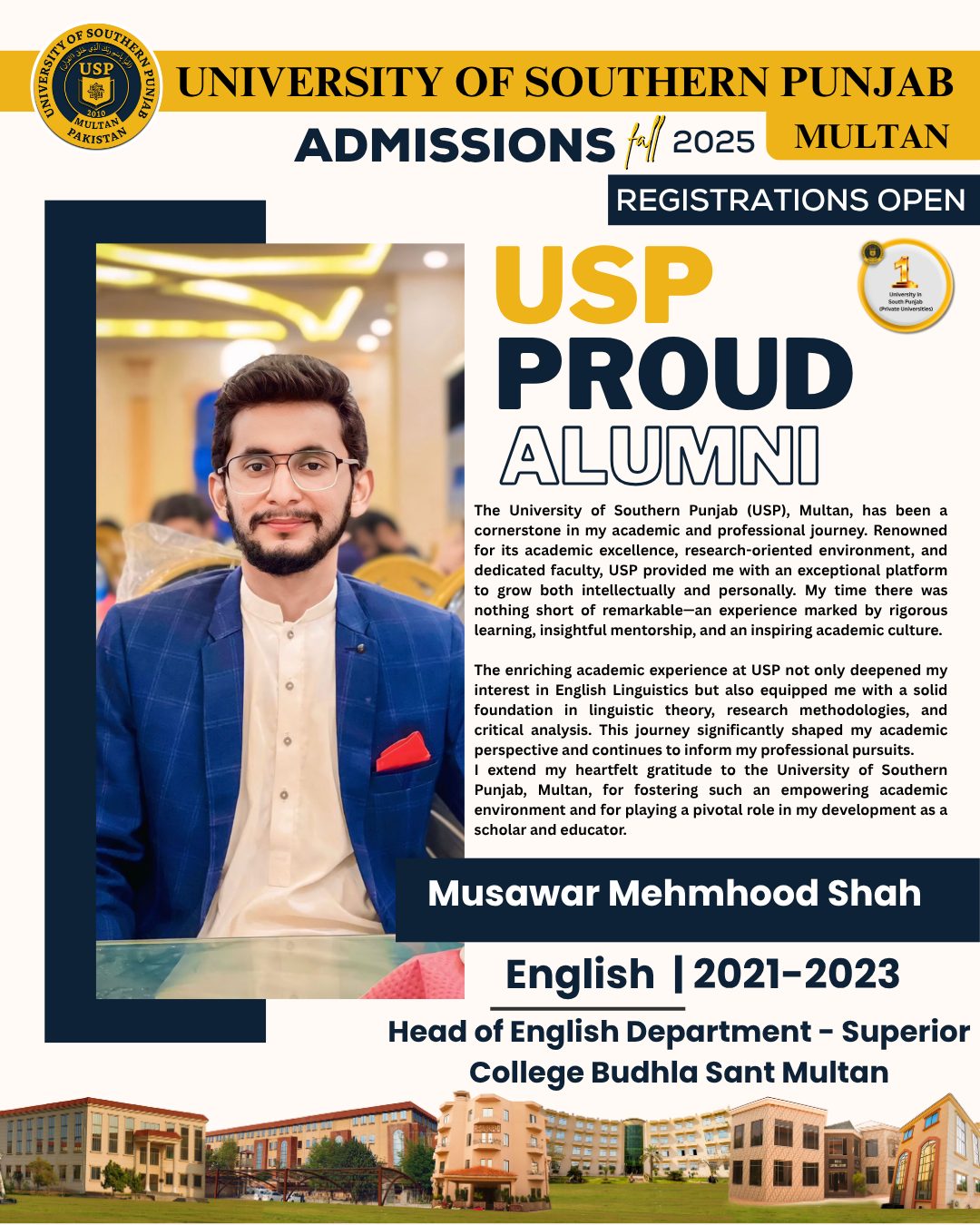 University - 🎓 USP Alumni Spotlight | 💫 From Campus Dreams to Career ...