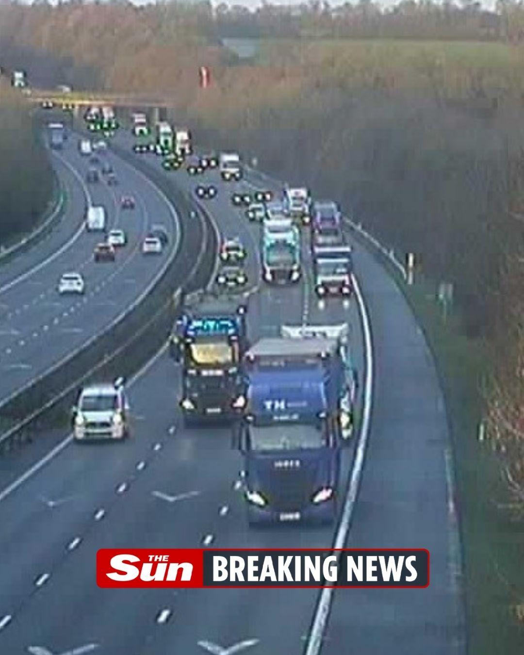 The Sun - Major UK motorway grinds to a halt after crash with drivers ...