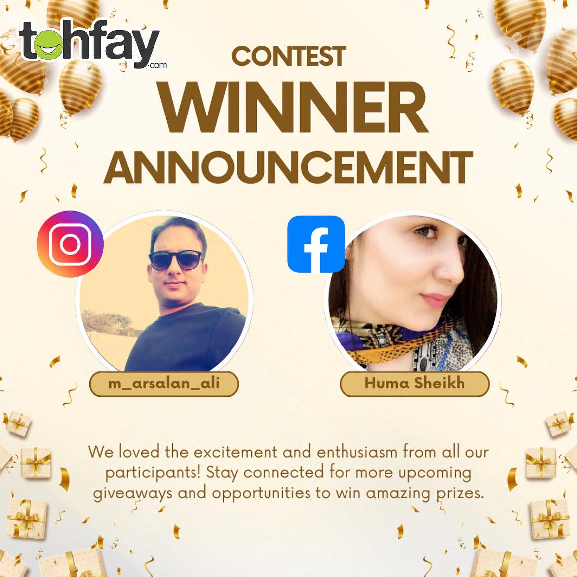 Tohfay.com - CONGRATULATIONS to the winners of the ‘Influencer Nani ...