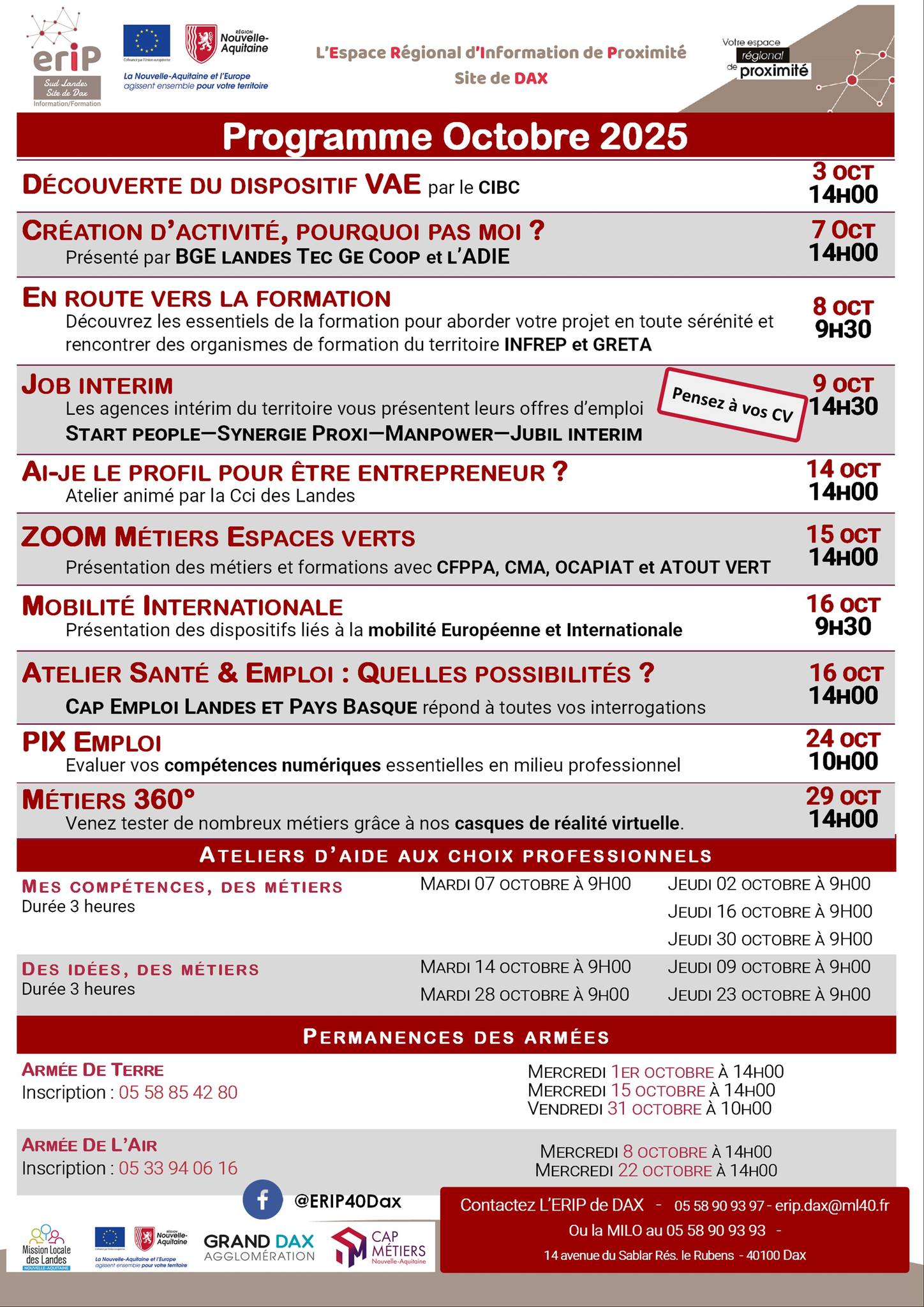 📣 Nouveau Programme du mois... - ERIP Sud Landes Site de Dax | Facebook