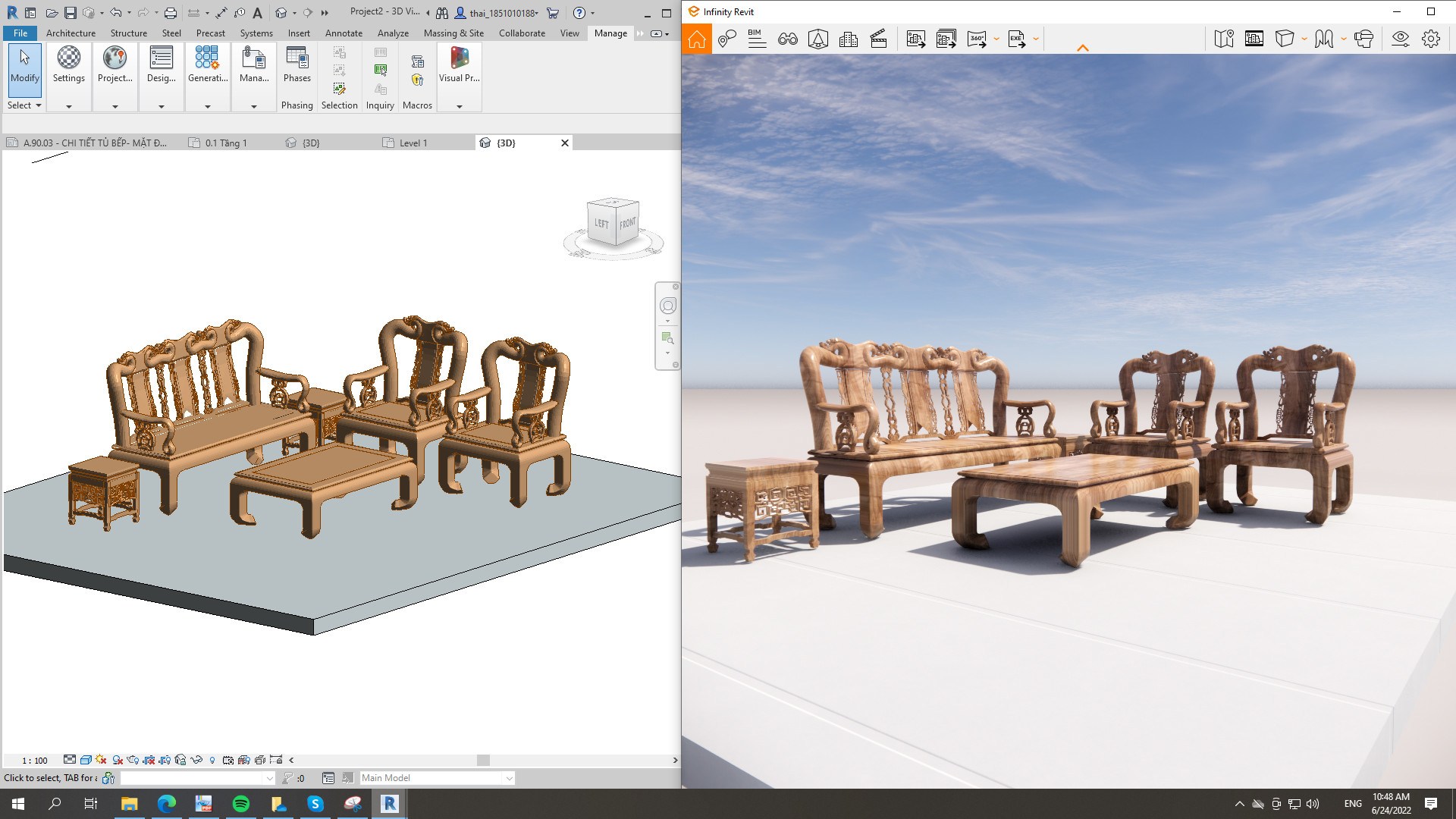 Infinity Revit - CHIA SẼ REVIT FAMILY BỘ GHẾ SALON GỖ -... | Facebook