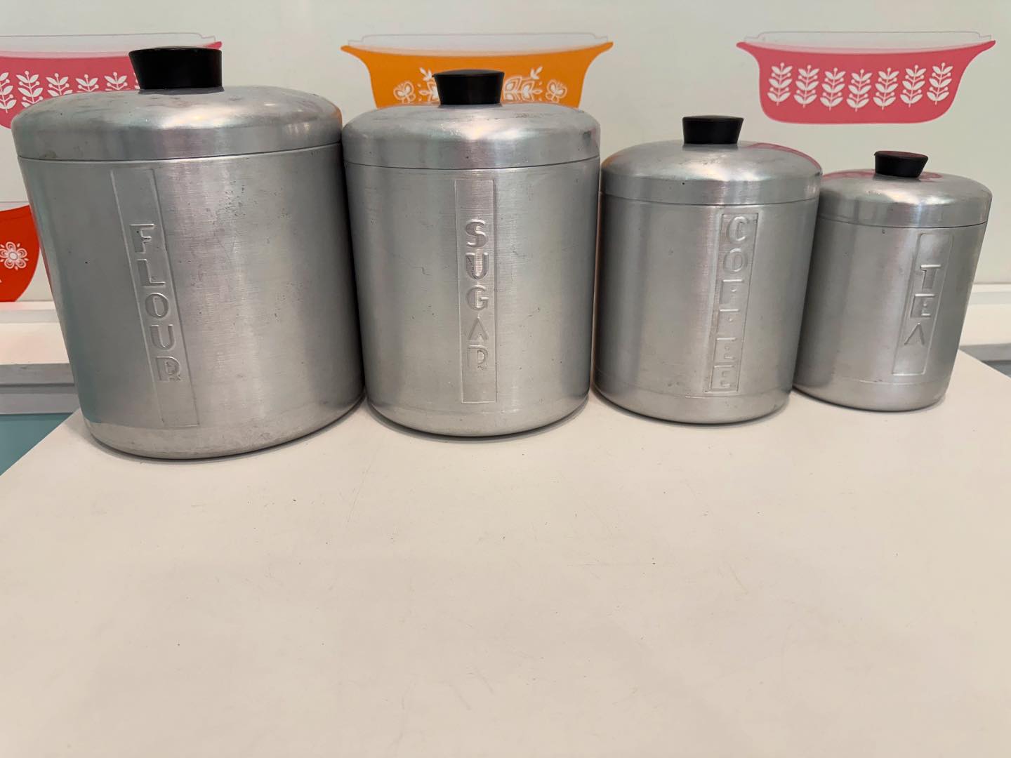 Vintage 1950s aluminum canister set for sale
