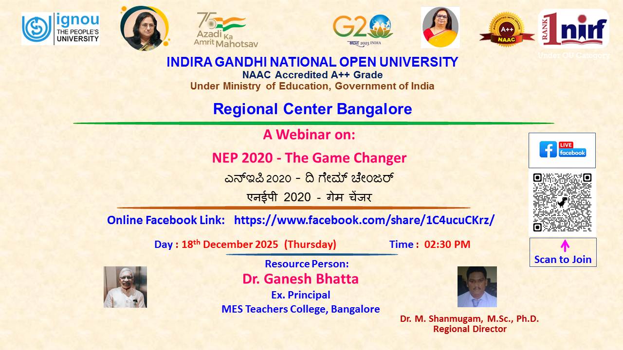 IGNOU Bangalore - Webinar on 