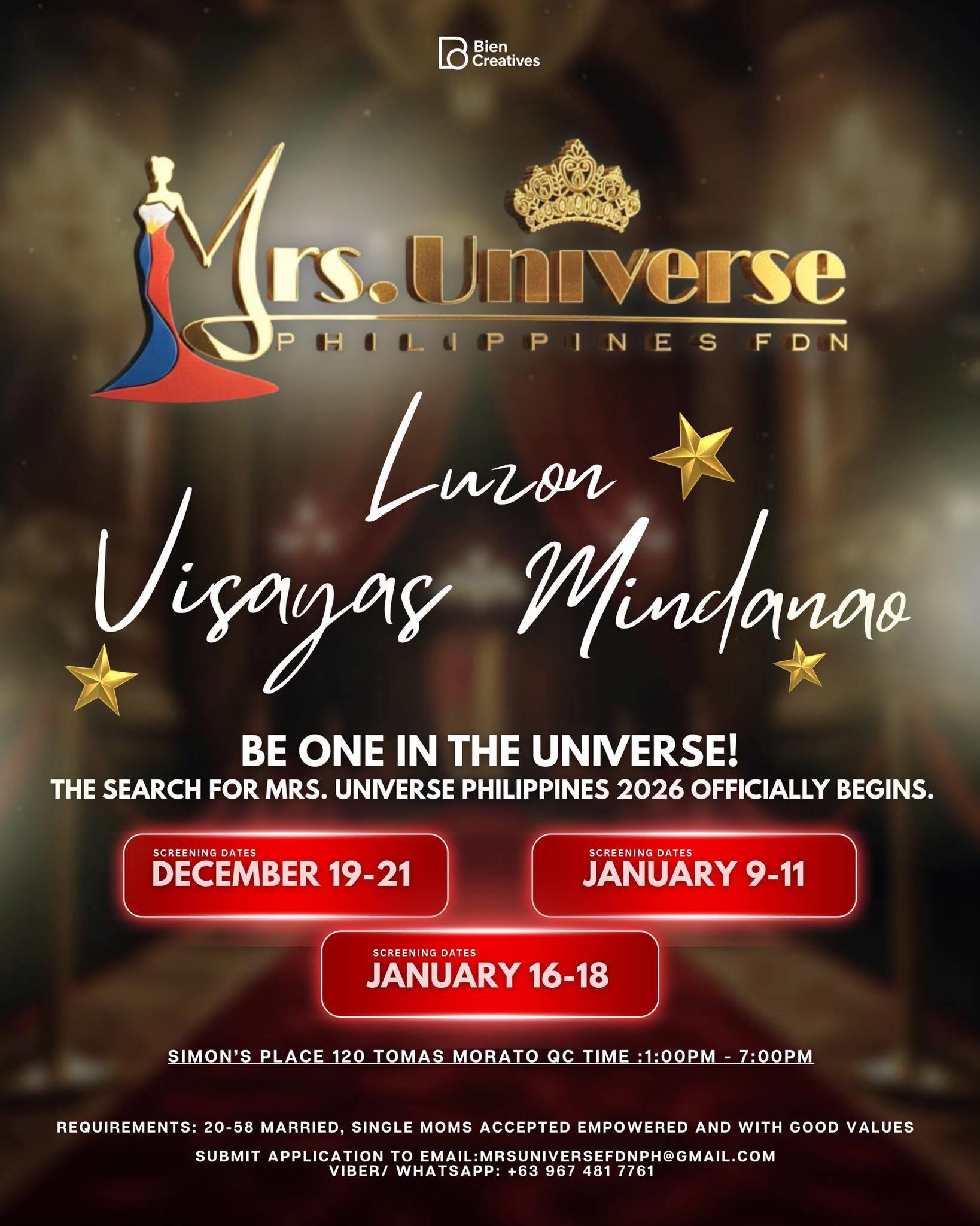 Mrs - SEARCHING FOR THE NEXT MRS. UNIVERSE PH 2026 STARTS THIS DECEMBER ...