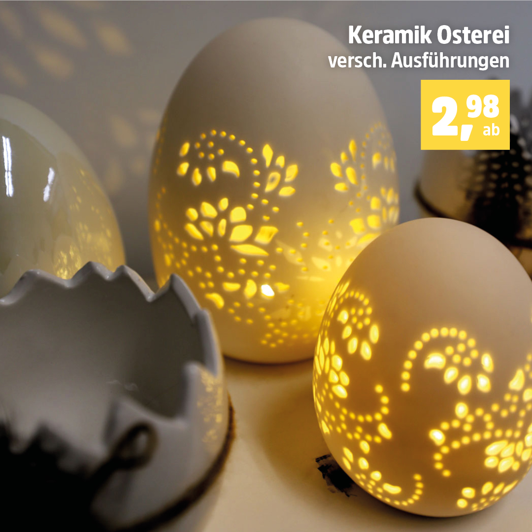 Unsere Ostereier aus Keramik mit LED leuchten so schön. ✨ Ab 2,98 können sie Euch gehören. Viele weitere tolle Angebote findet Ihr jetzt im aktuellem Prospekt 👉 https://www.thomas-philipps.de/Prospekt