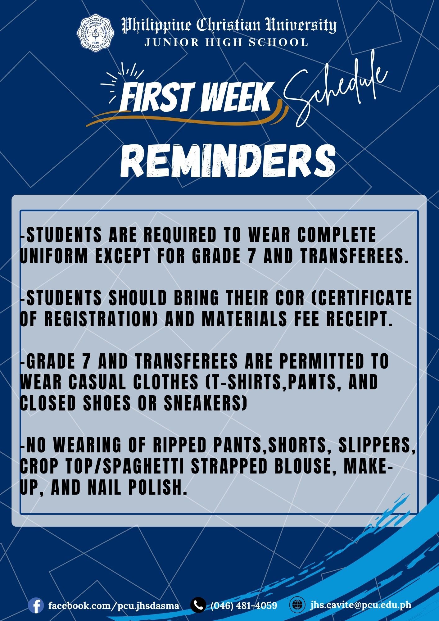 PCU JHS SSG - ATTENTION TO ALL JUNIOR HIGHSCHOOL STUDENTS Let's all ...
