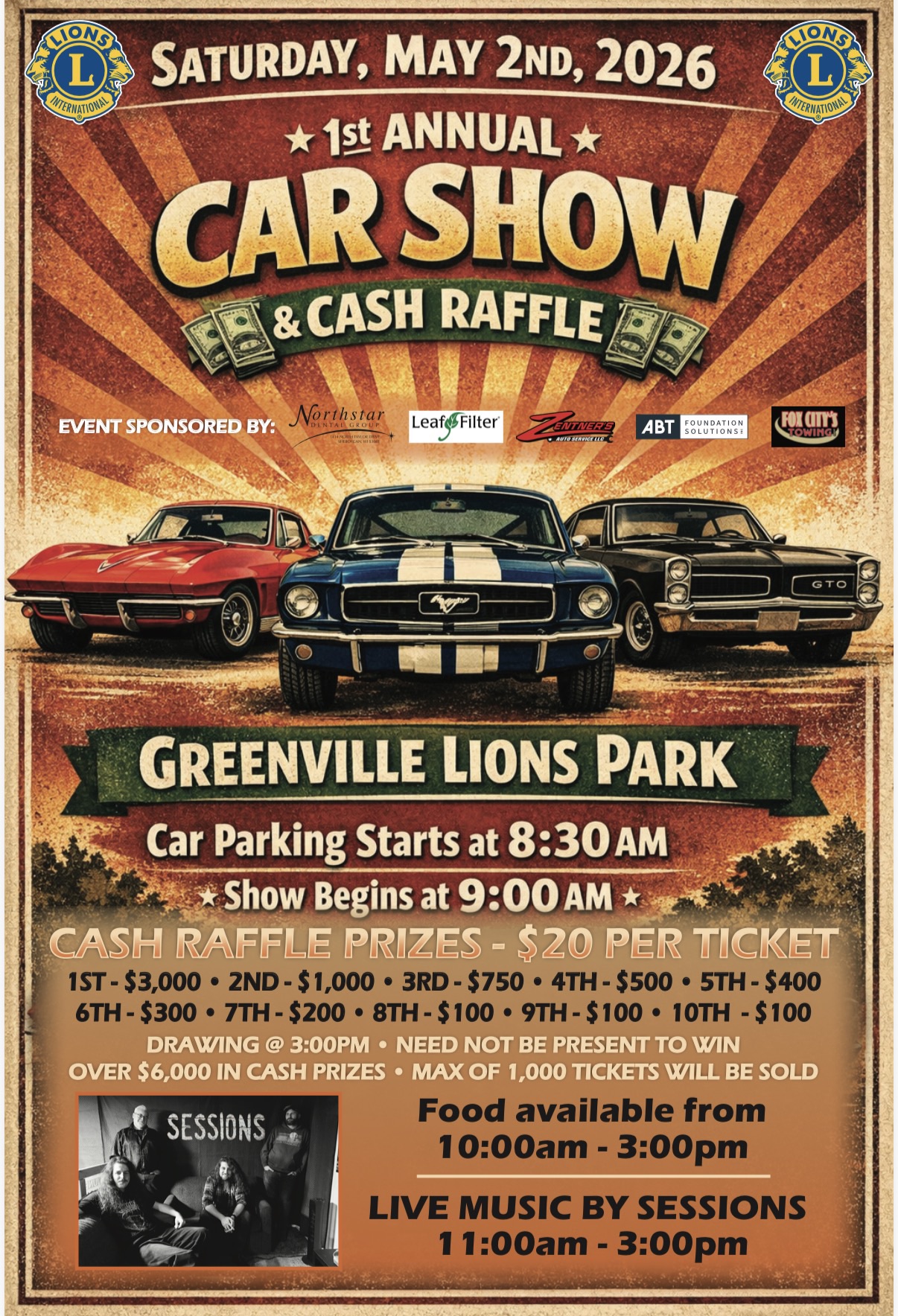 2026 Greenville Lions Cash Raffle drawing & Car Show