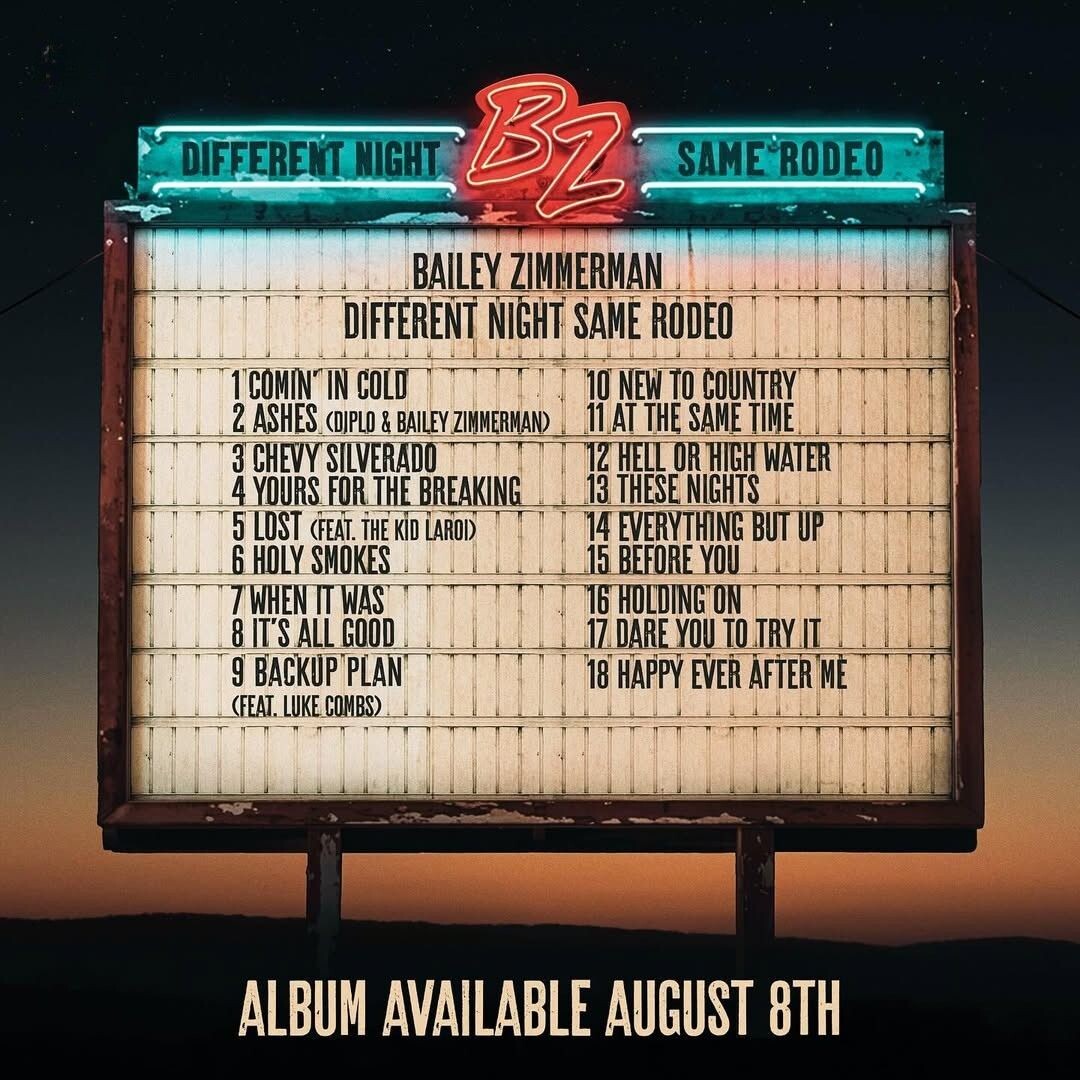 Warner - Bailey Zimmerman reveals full tracklist for 
