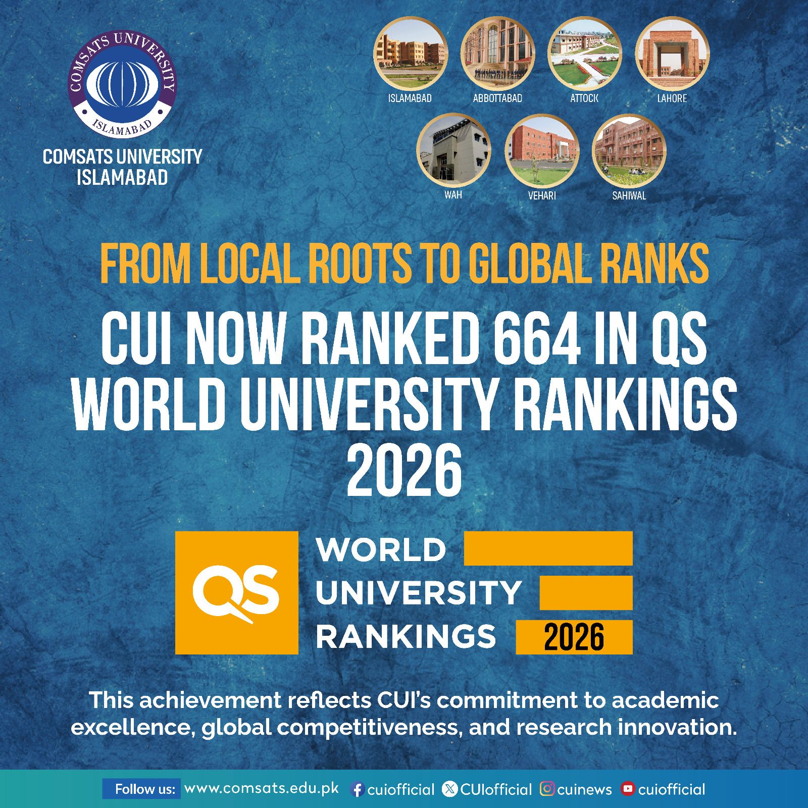 COMSATS - COMSATS University is now ranked #664 in the QS World ...