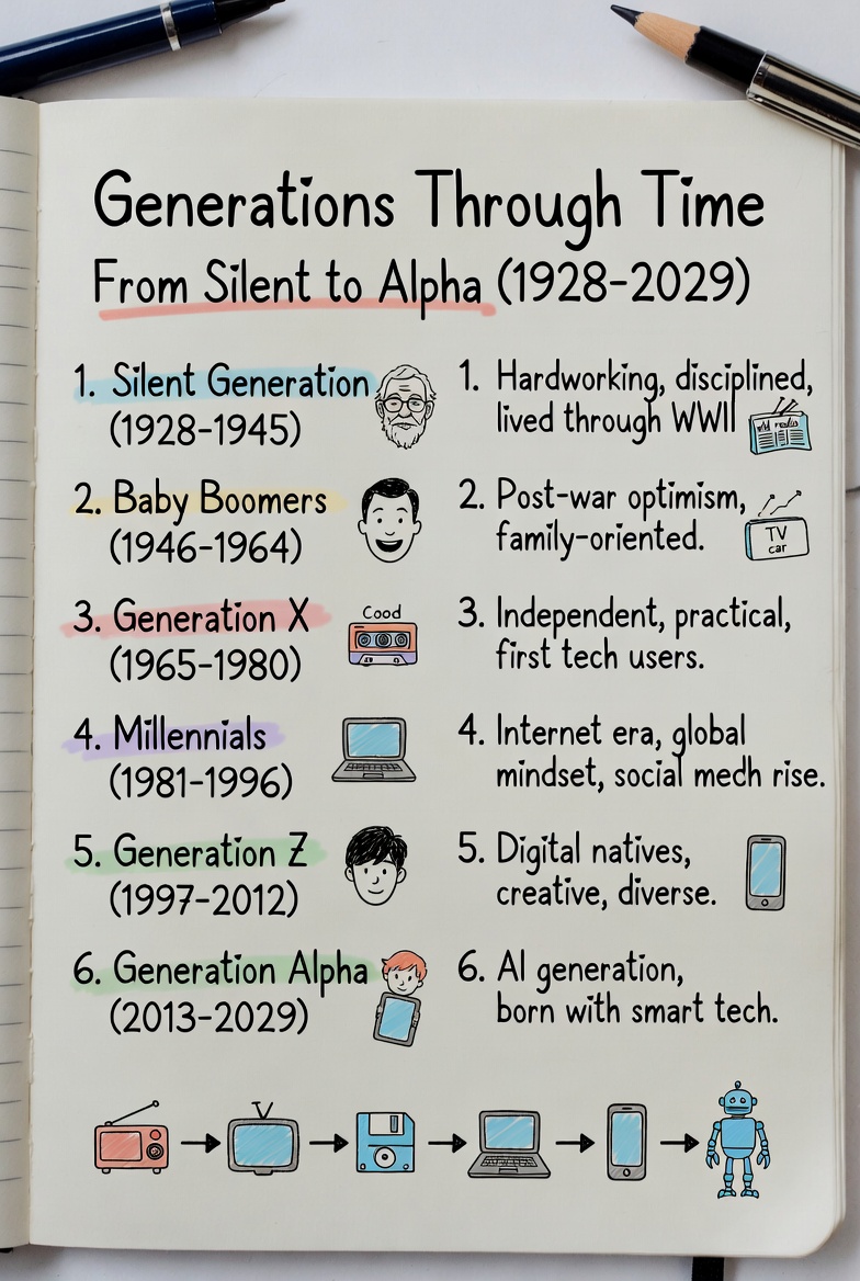 Generations through time | From... - English With RANI MAM | Facebook