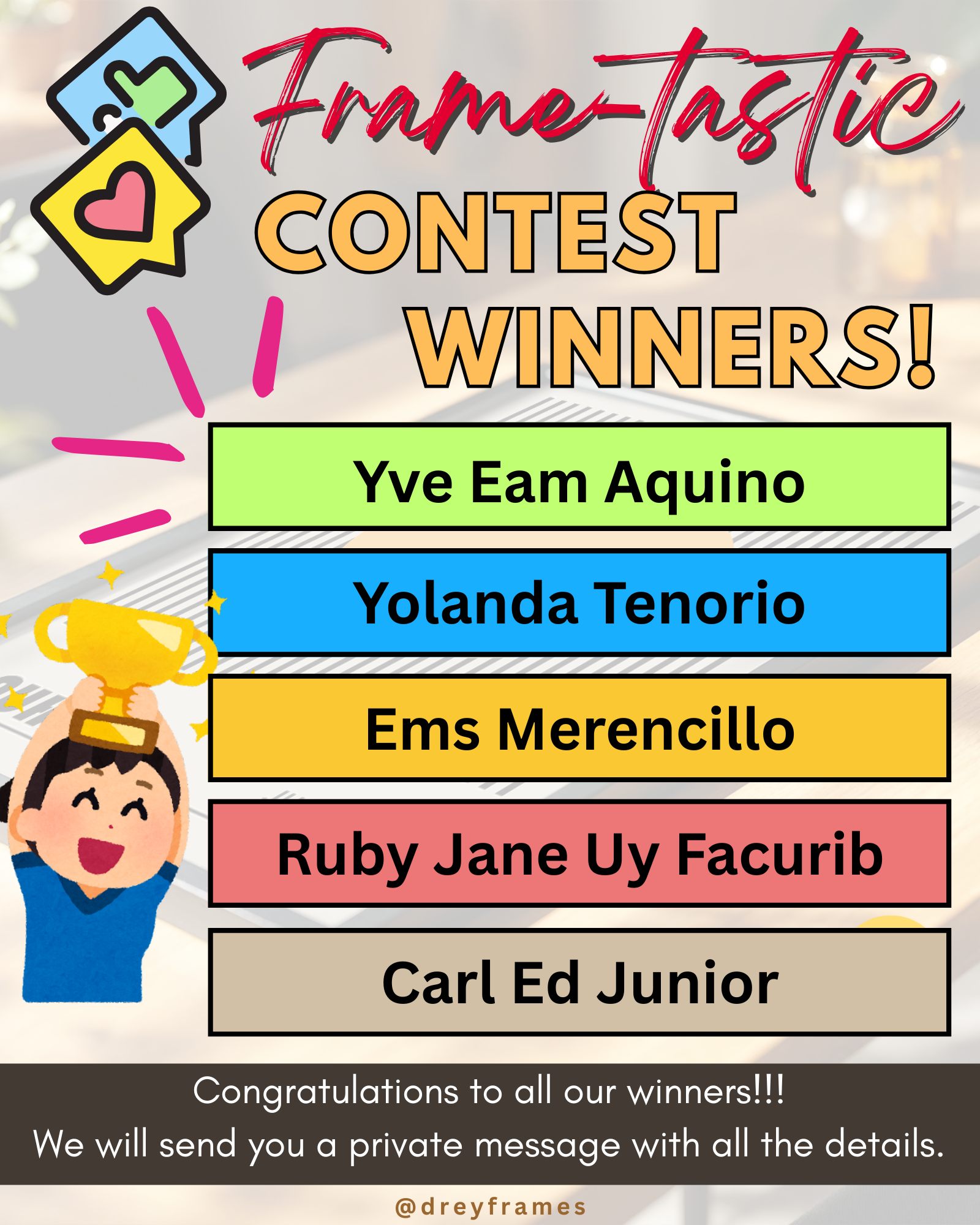 Dreyframes - 🎉 Congratulations to the 5 Frame-tastic Contest Winners! 🎉 ...