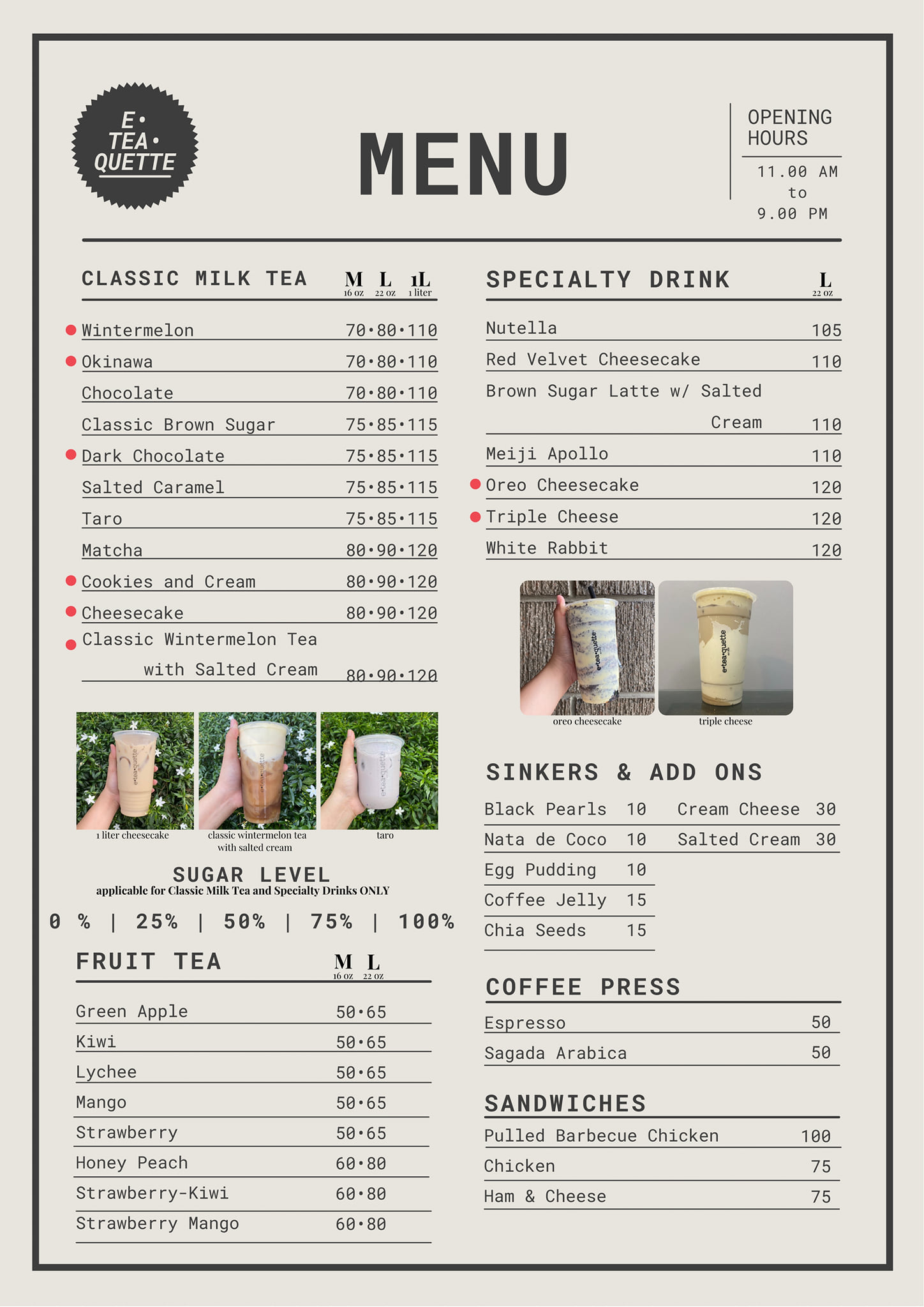 Updated Menu - E•tea•quette - Project 4