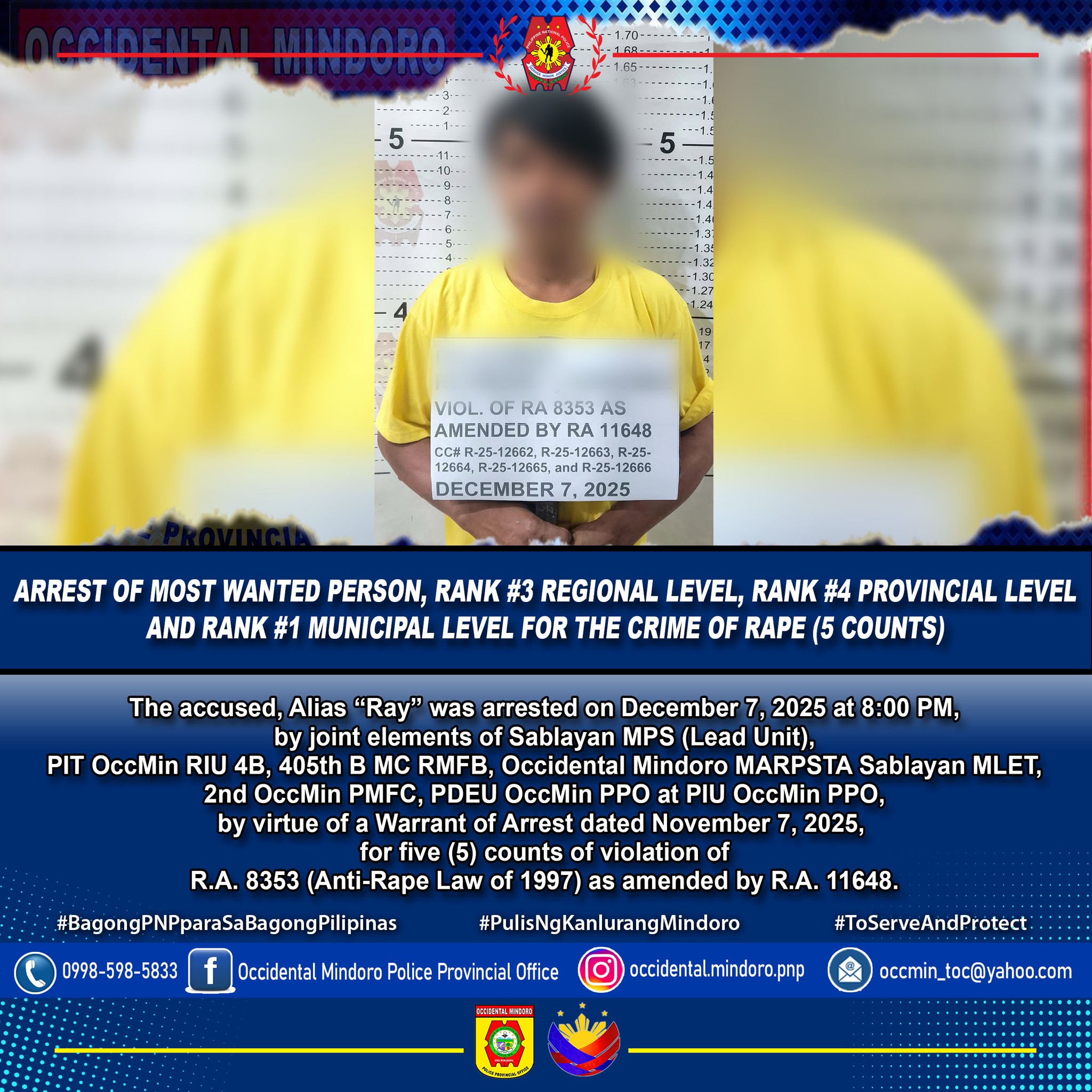 Occidental - 𝐀𝐑𝐑𝐄𝐒𝐓 𝐎𝐅 𝐌𝐎𝐒𝐓 𝐖𝐀𝐍𝐓𝐄𝐃 𝐏𝐄𝐑𝐒𝐎𝐍, 𝐑𝐀𝐍𝐊 #𝟑 𝐑𝐄𝐆𝐈𝐎𝐍𝐀𝐋 𝐋𝐄𝐕𝐄𝐋, 𝐑𝐀𝐍𝐊 ...